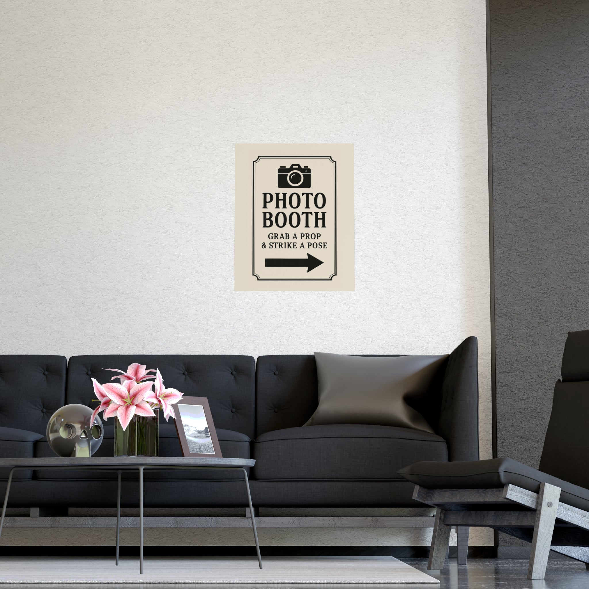 Photo Booth Poster — "Photo Booth: Grab a Prop & Strike a Pose" Matte Sign - Creations by Chris and Carlos