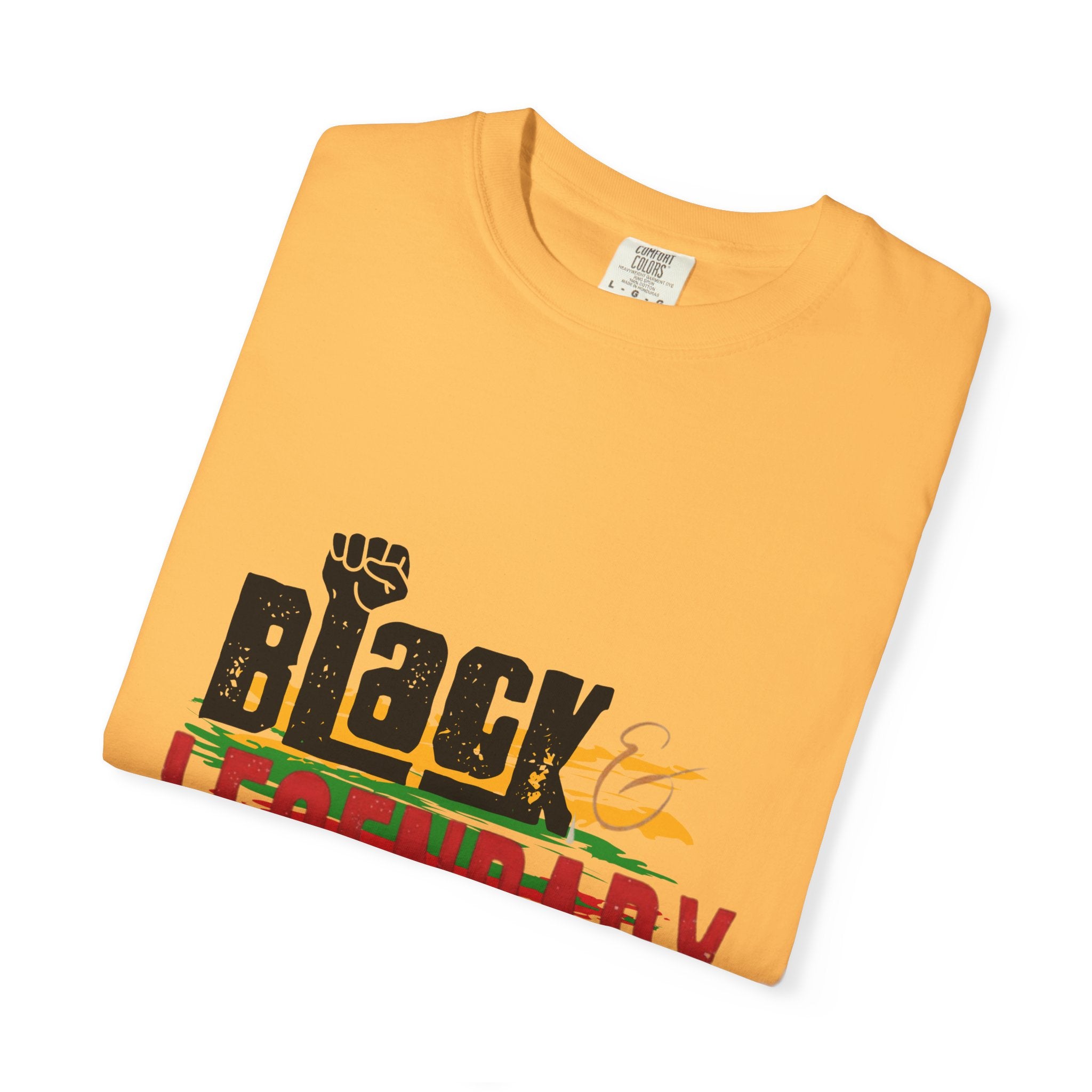 Black History Month- Legendary T‑Shirt "Black Is Legendary" Graphic Tee (Pan-African Colors) - Creations by Chris and Carlos
