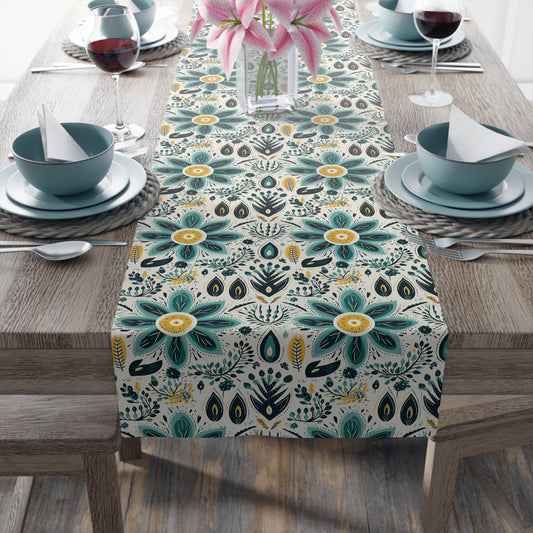 Sol y Alegría (Sun and Joy) Collection- Cactus Succulent Pattern Microfiber Blanket Soft Velveteen Throw for Home & Garden Lovers Teal Floral Table Runner — Boho Cotton-Blend Dining Decor - Creations by Chris and Carlos
