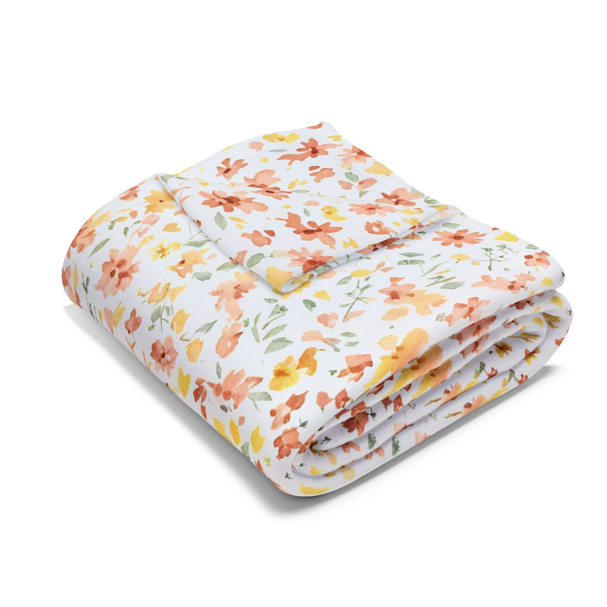 The Artisanal Flora Gallery Floral Fleece Blanket — Delicate Autumn Wildflower Throw - Creations by Chris and Carlos