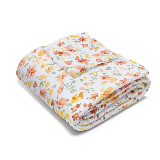 The Artisanal Flora Gallery Floral Fleece Blanket — Delicate Autumn Wildflower Throw - Creations by Chris and Carlos