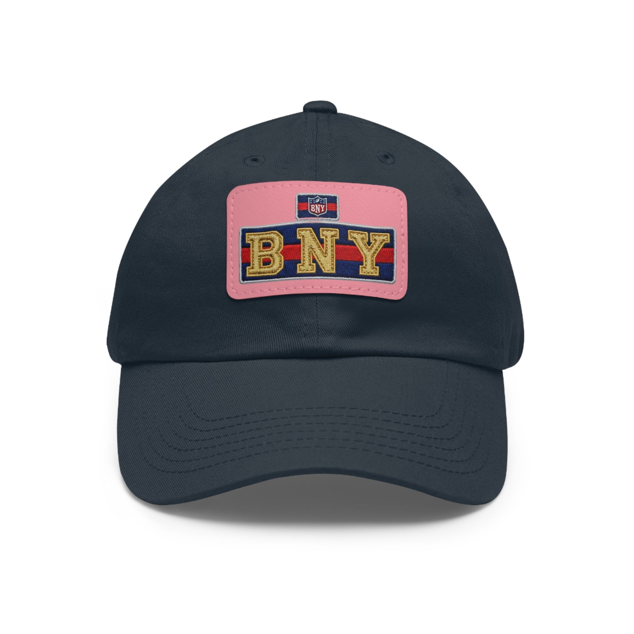 BNY Leather Patch Dad Hat – Vintage Varsity Baseball Cap - Creations by Chris and Carlos
