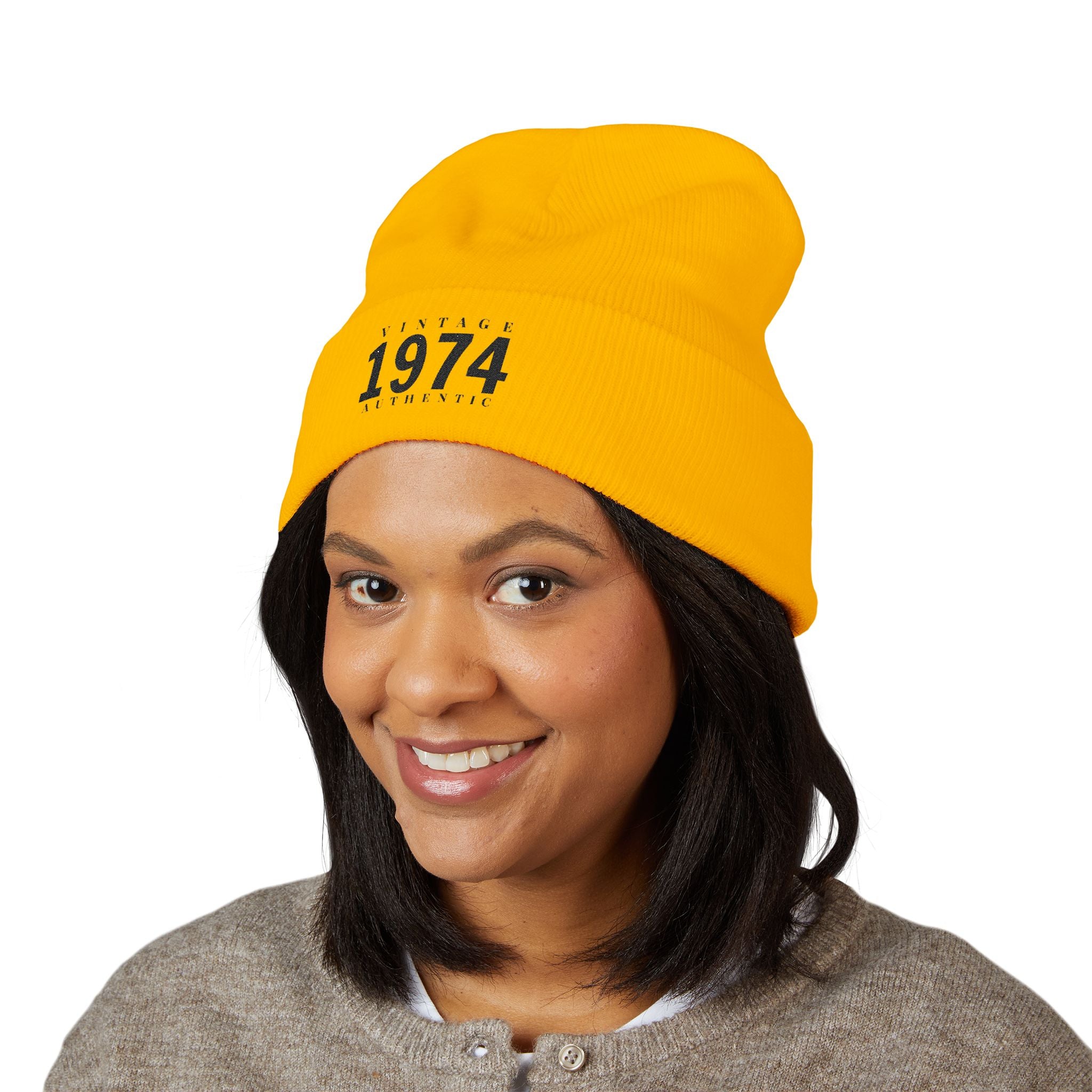 Vintage 1974 Embroidered Cuffed Beanie- Personalize - Creations by Chris and Carlos