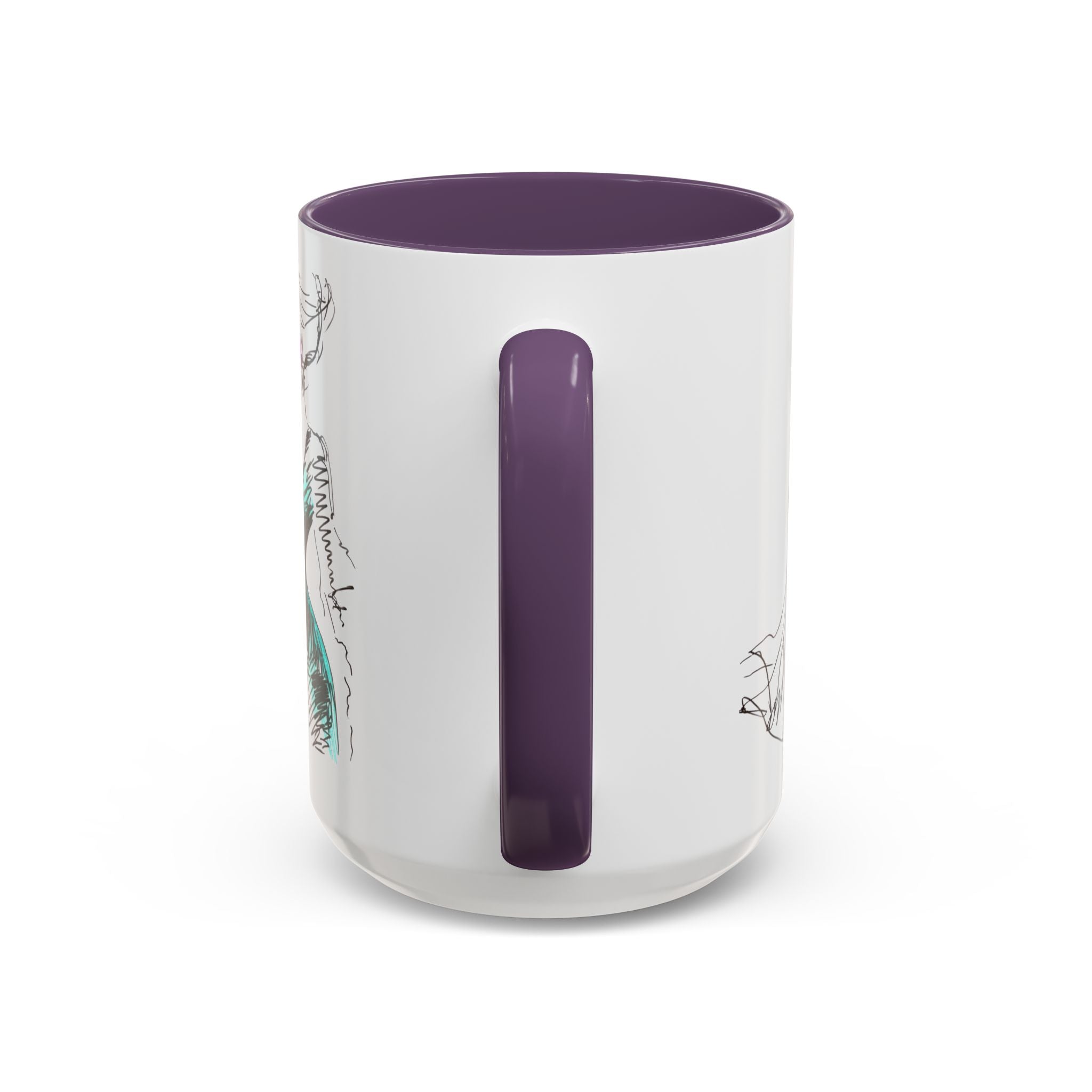 Fashion Sketch Accent Coffee Mug — Chic Hand-Drawn Dress Illustration (11/15 oz) - Creations by Chris and Carlos
