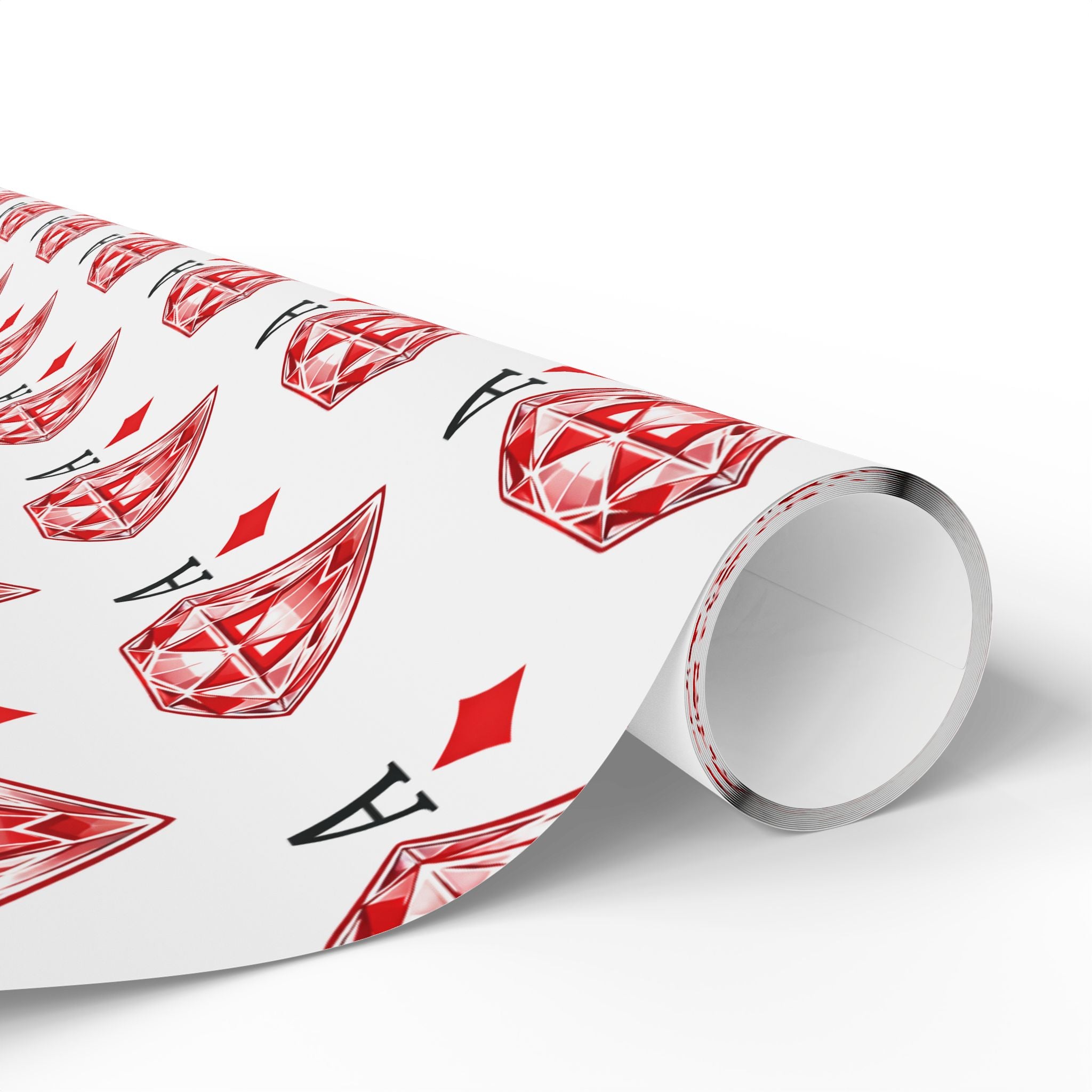 Wrapping Paper Roll — Red Ace of Diamonds Gem Pattern (Playing Card Gift Wrap) - Creations by Chris and Carlos