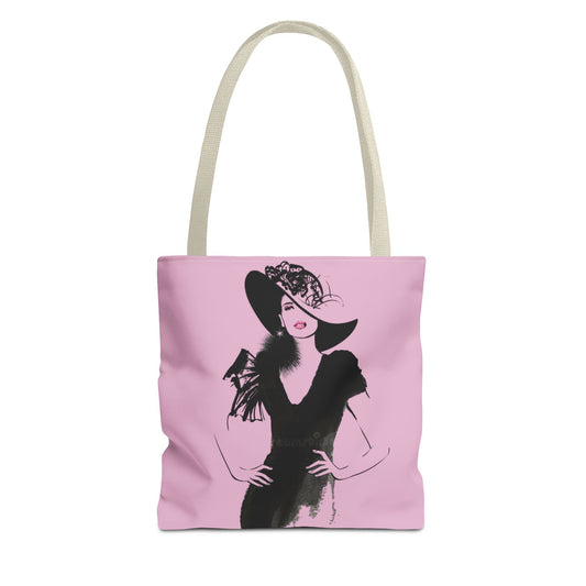 Fashion Illustration Tote Bag — Chic Pink Lady Print - Creations by Chris and Carlos