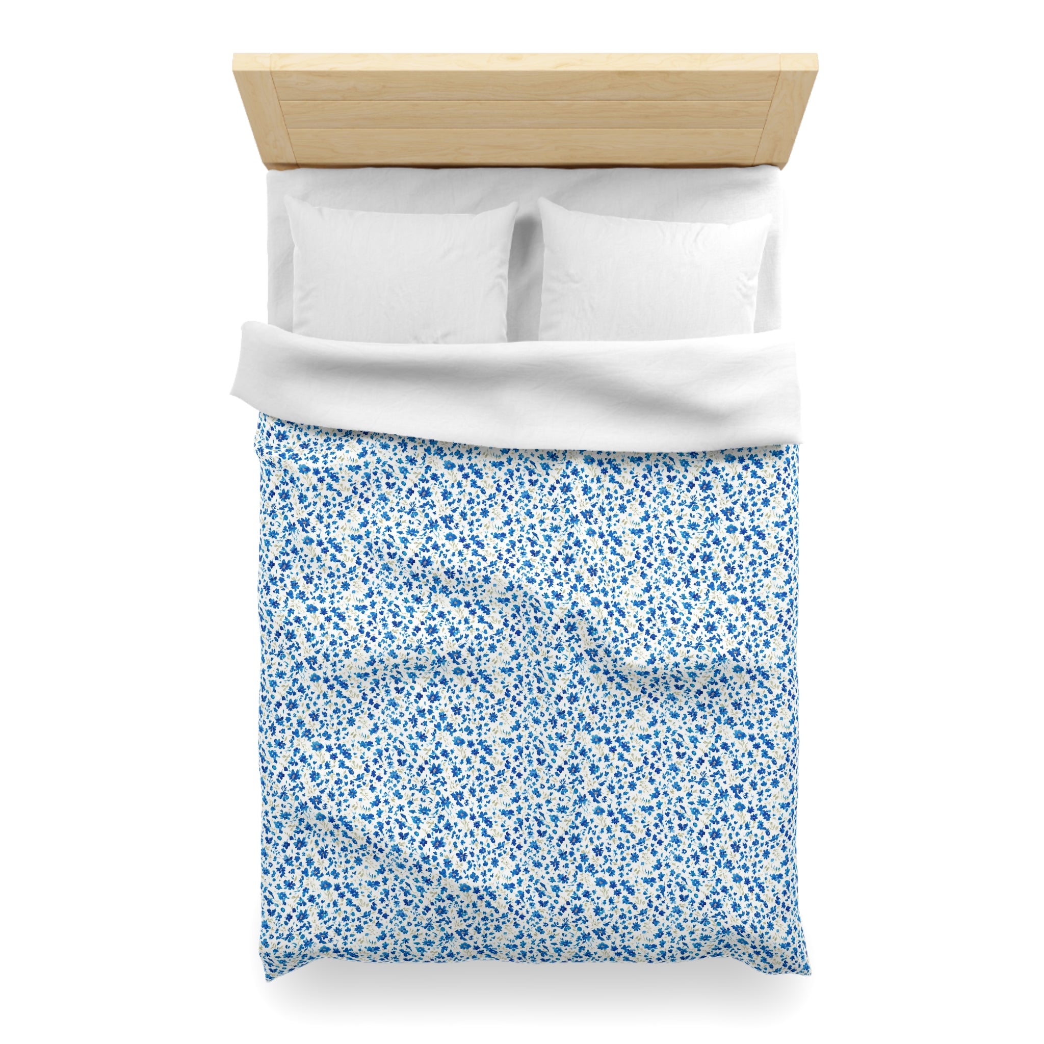 The Artisanal Flora Gallery Blue Ditsy Floral Microfiber Duvet Cover - Creations by Chris and Carlos