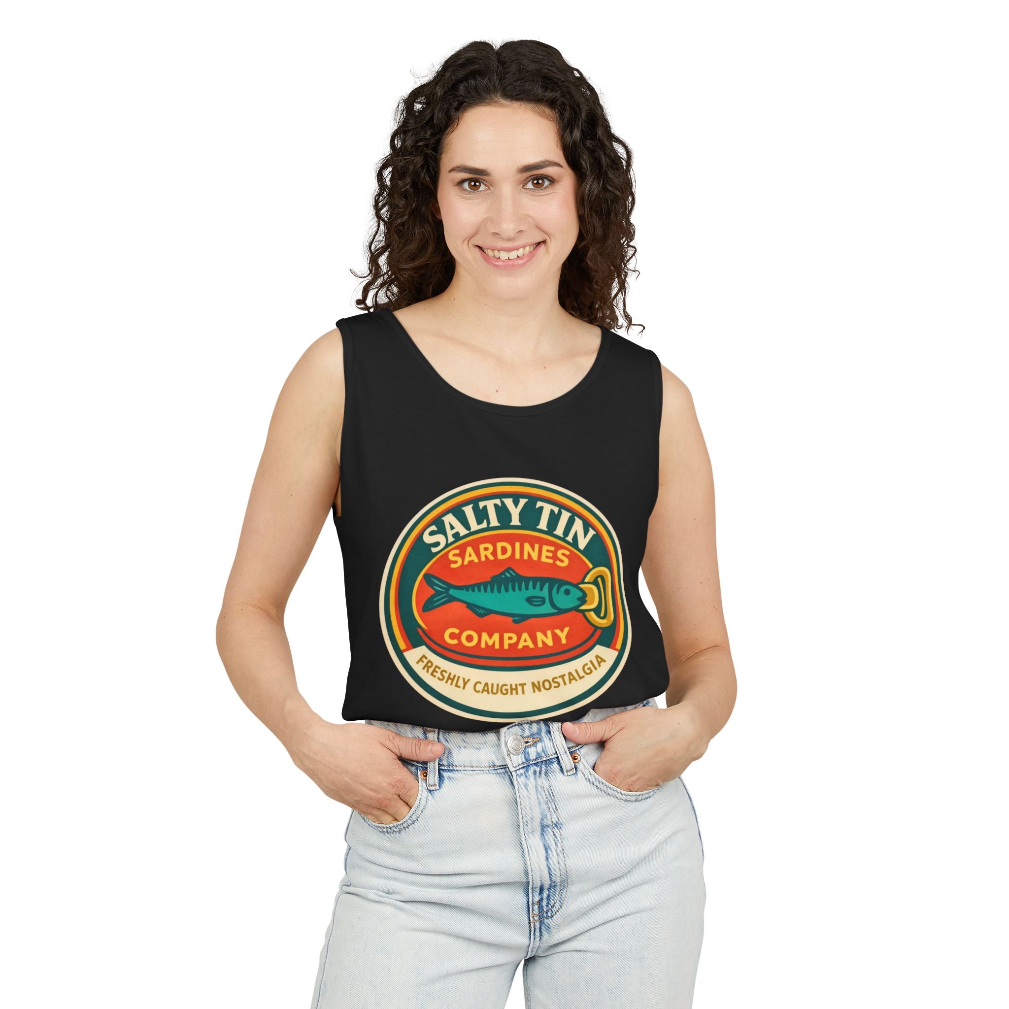 Salty Tin Sardines Vintage Logo Tank Top - Creations by Chris and Carlos