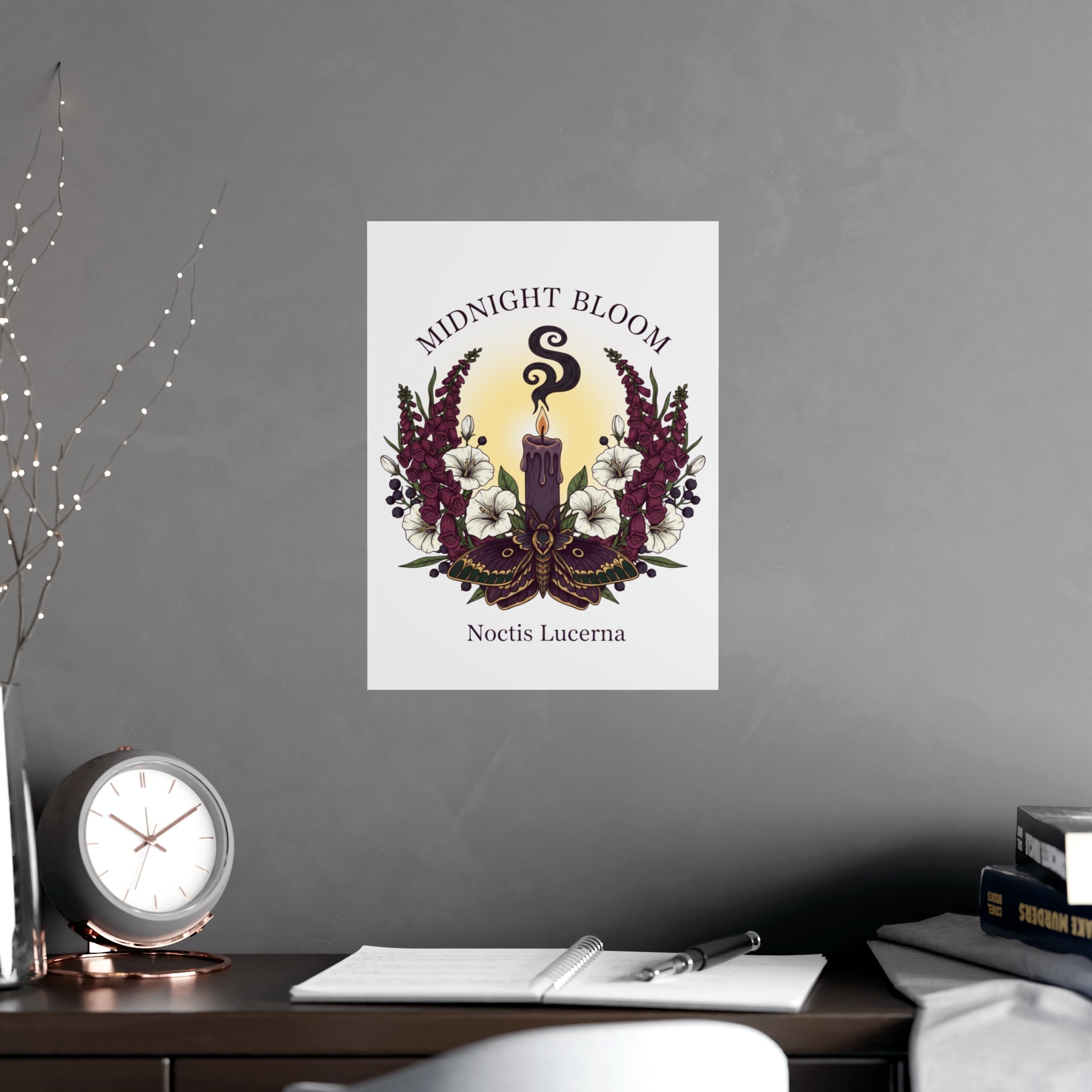 Midnight Bloom Poster — Botanical Candle Art Print (Noctis Lucerna) - Creations by Chris and Carlos