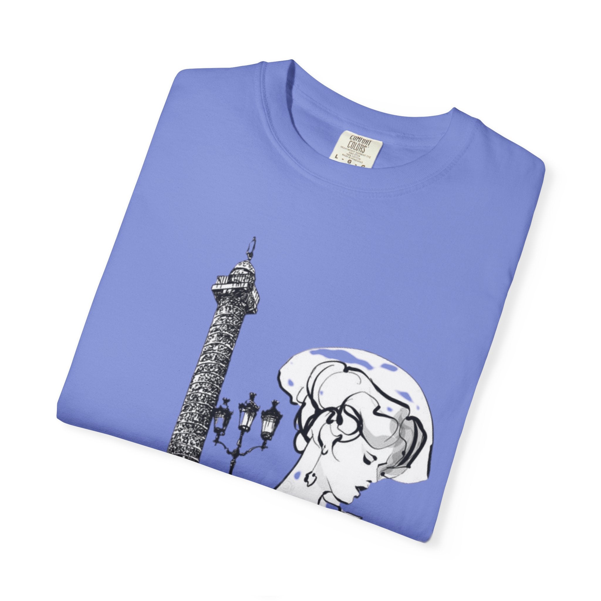 Parisian Vintage Illustration T-Shirt — Eiffel Tower & Chic Lady Tee - Creations by Chris and Carlos