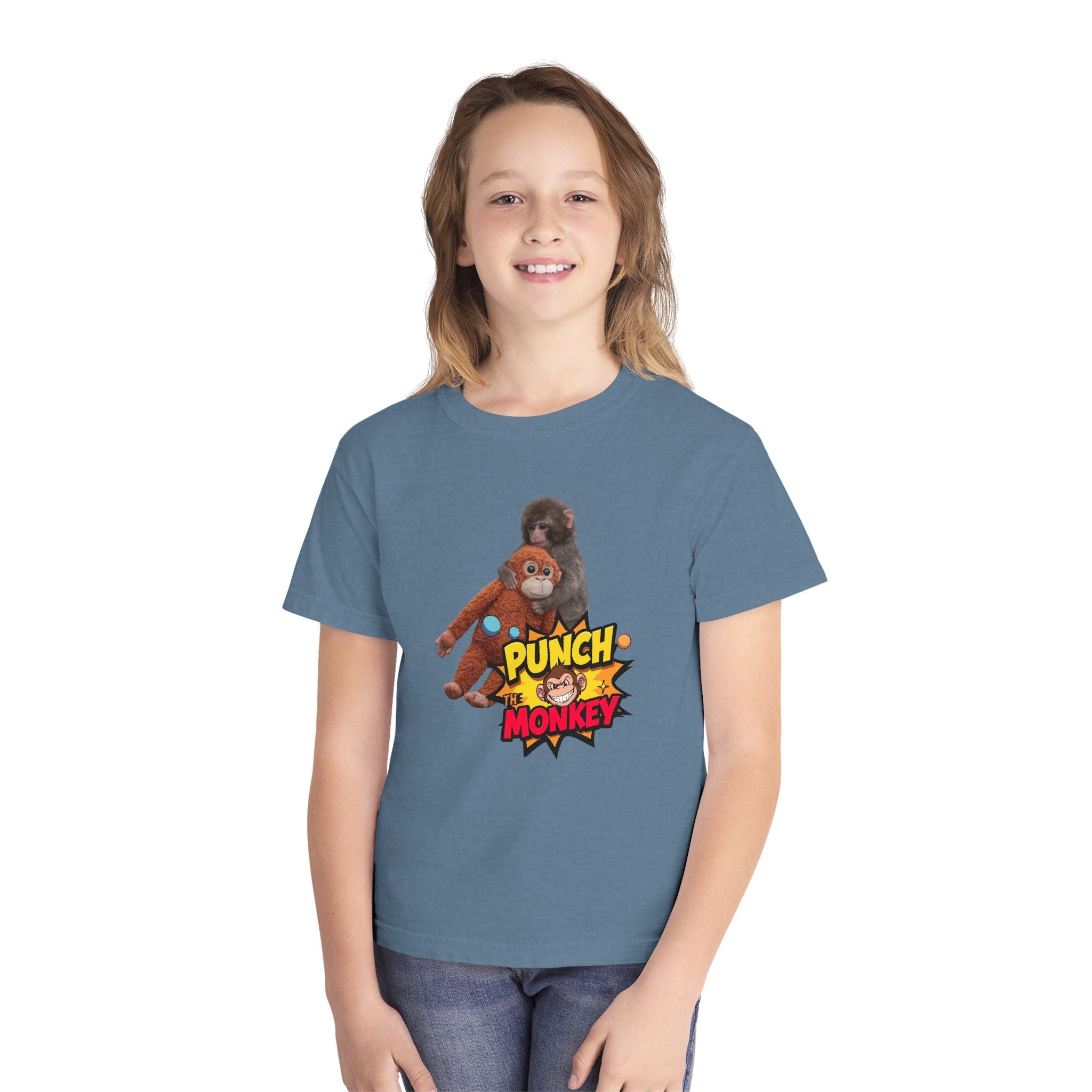 Punch Monkey Youth T‑Shirt — Cute Cartoon Monkey Graphic Tee for Kids - Creations by Chris and Carlos