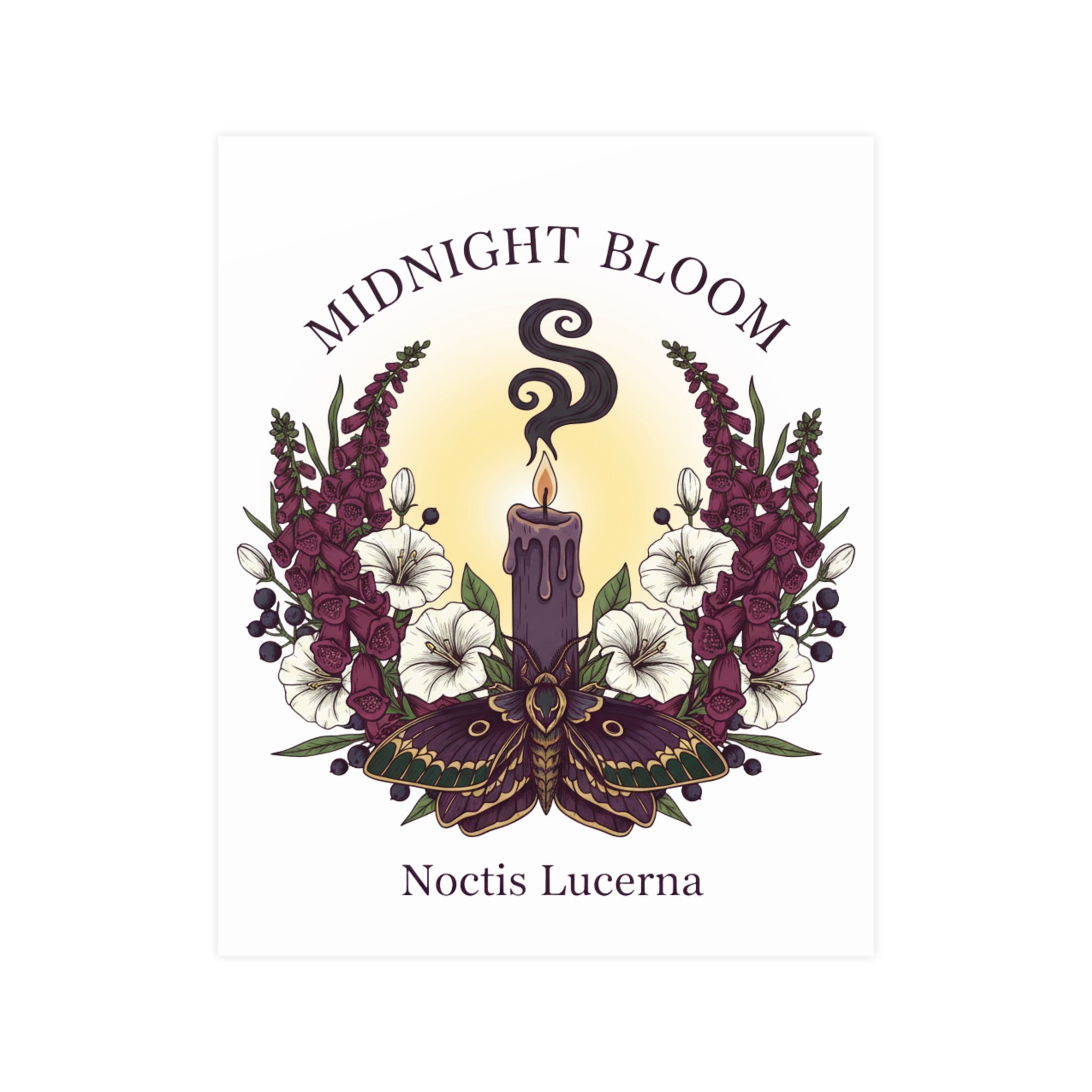 Midnight Bloom Poster — Botanical Candle Art Print (Noctis Lucerna) - Creations by Chris and Carlos