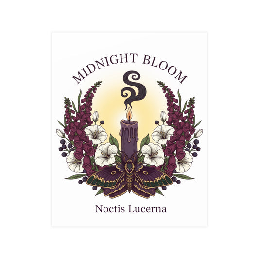 Midnight Bloom Poster — Botanical Candle Art Print (Noctis Lucerna) - Creations by Chris and Carlos