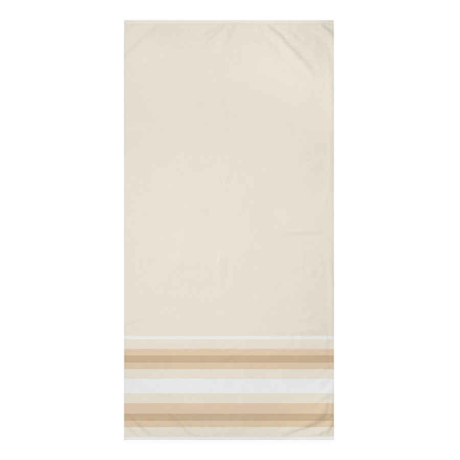 Stripe + Stich Striped Beige Bath Towel — Soft Cotton Blend Bath & Pool Towel - Creations by Chris and Carlos