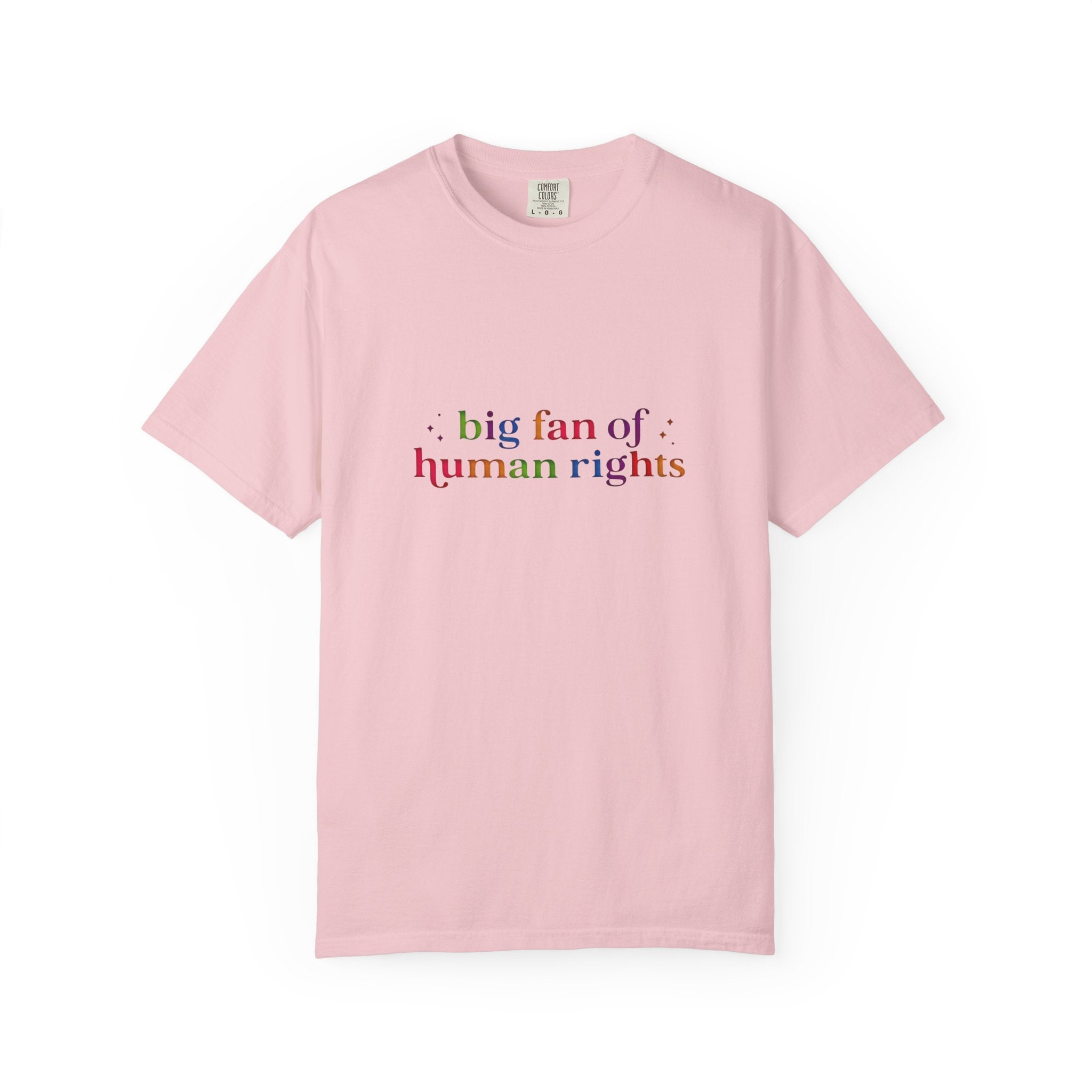 T-Shirt — "Big Fan of Human Rights" Graphic Tee (Equality & Activism Icons) - Creations by Chris and Carlos