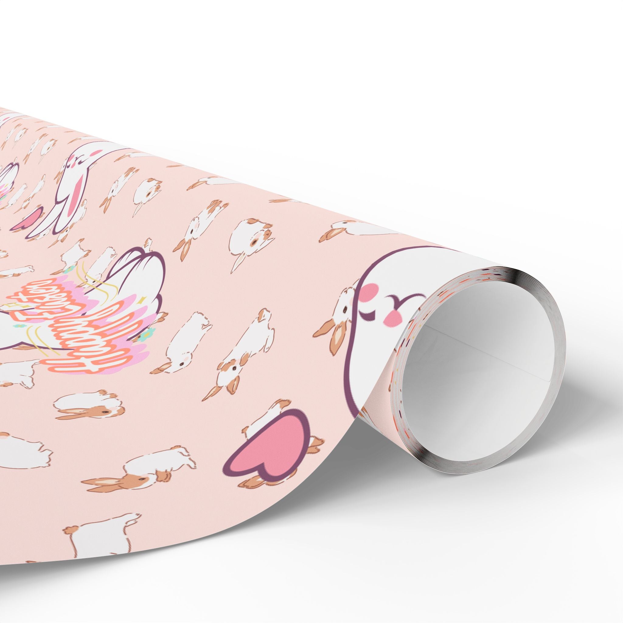 Easter Cute Bunny Pattern Wrapping Paper - Pastel Pink Love & Hearts Gift Wrap - Creations by Chris and Carlos