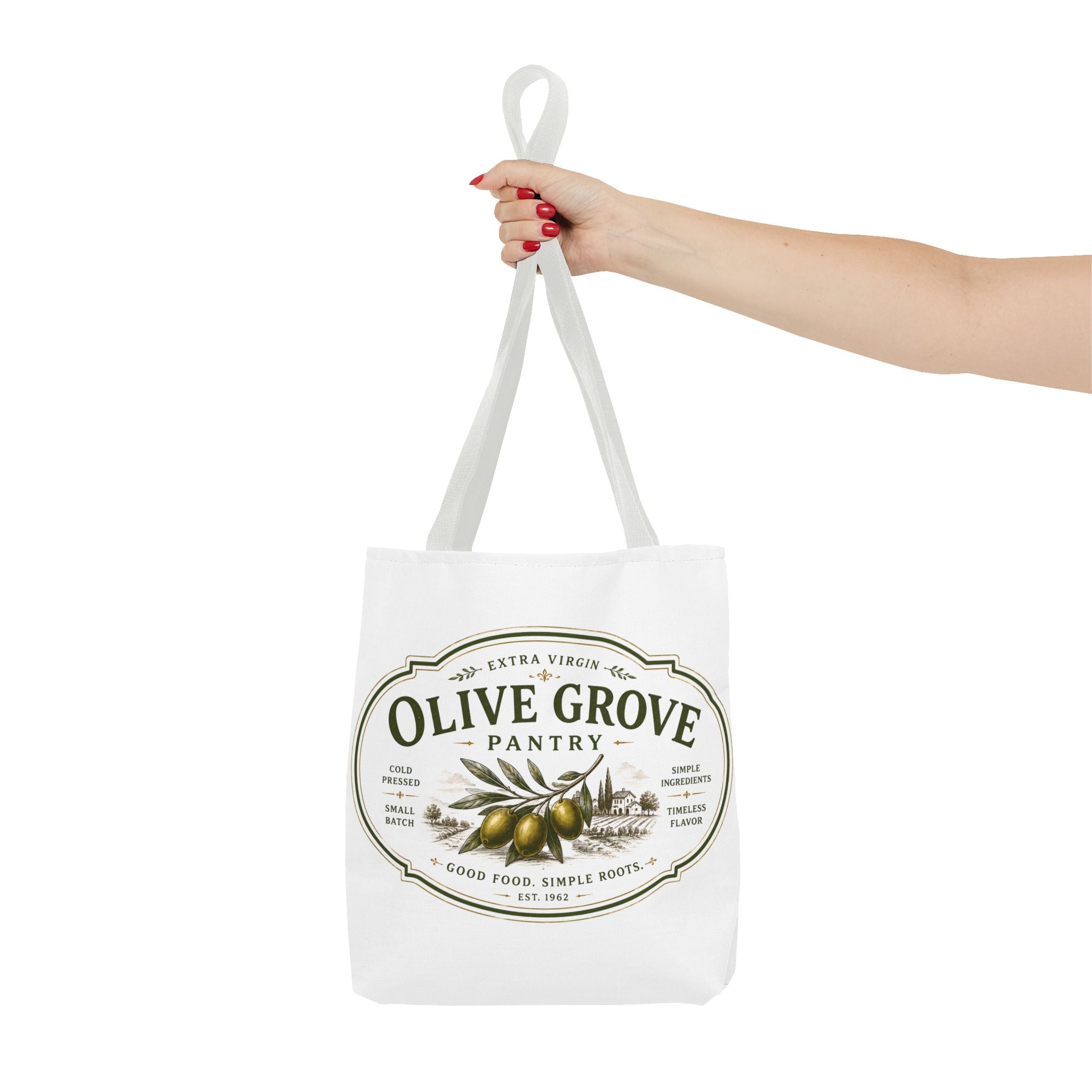 Olive Grove Pantry Tote Bag — Vintage Olive Oil Market Grocery Tote - Creations by Chris and Carlos