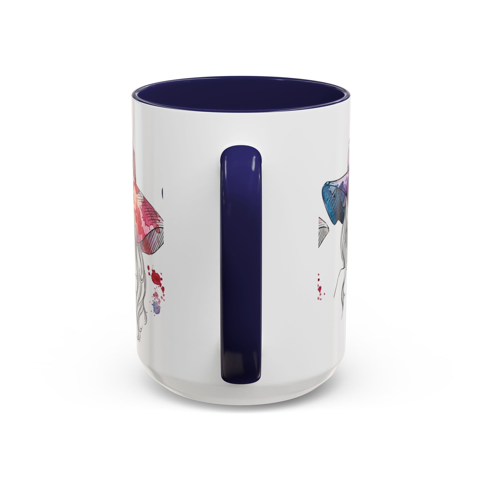 Watercolor Sun Hat Coffee Mug - Chic Fashion Illustration Accent Mug (11/15oz) - Creations by Chris and Carlos