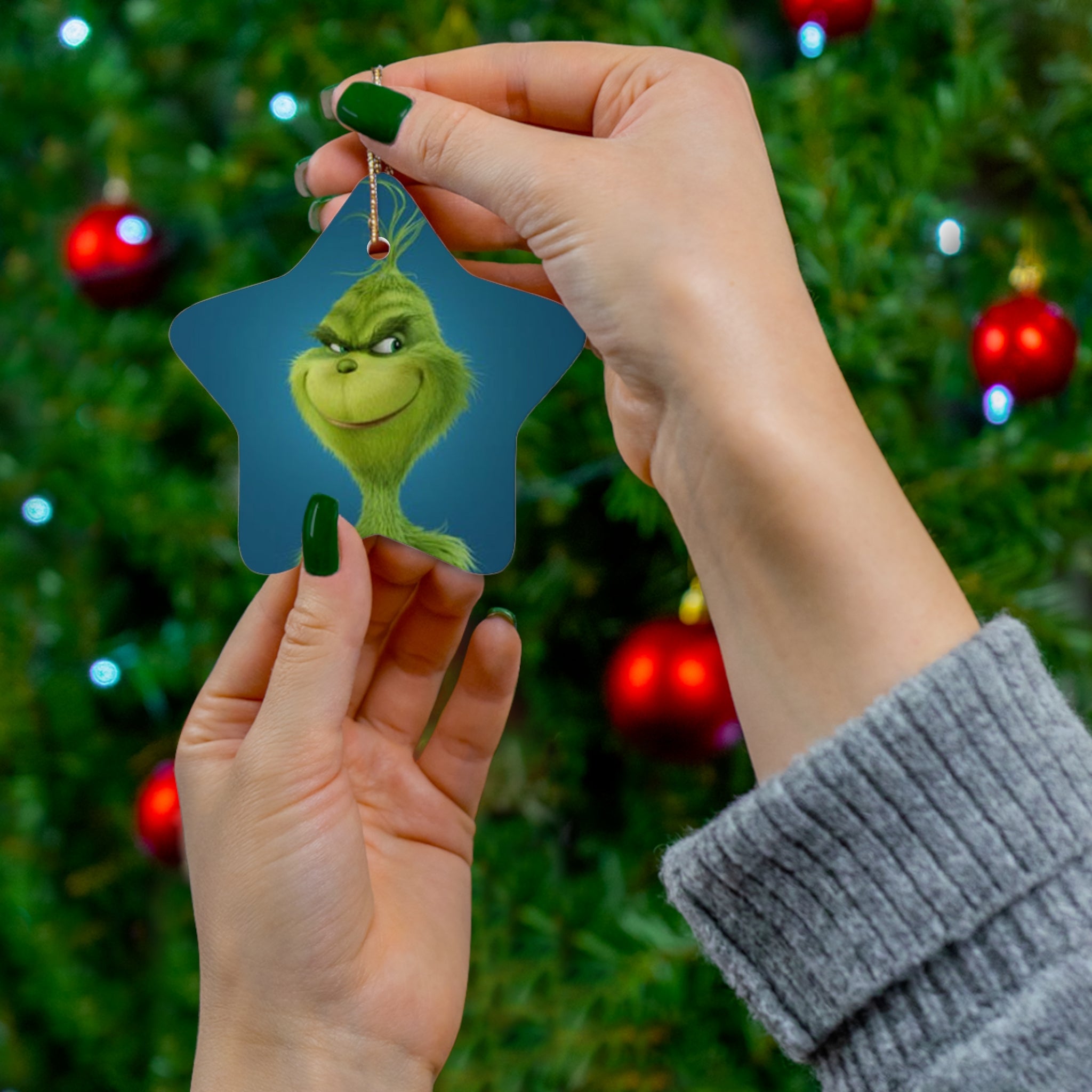 The Grinch Ceramic Ornament, 4 Shapes - Creations by Chris and Carlos