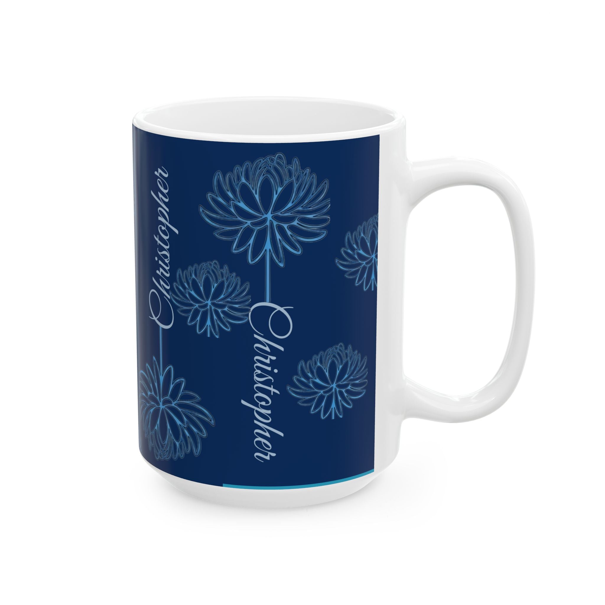 Personalized Floral Name Mug — Custom 'Christopher' Ceramic Coffee Cup (11oz & 15oz) - Creations by Chris and Carlos