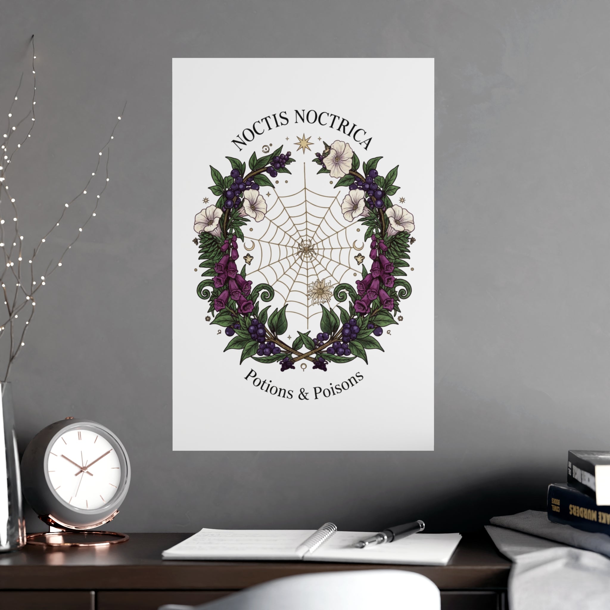 Noctis Noctrica Floral Spiderweb Poster — 'Potions & Poisons' Matte Art Print - Creations by Chris and Carlos