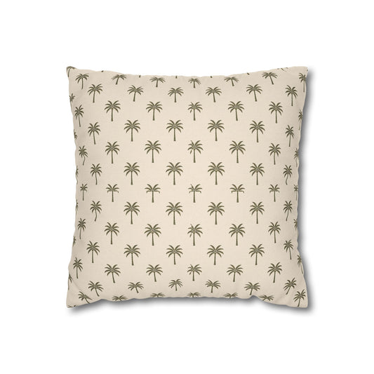 Palm Pattern Square Pillowcase — Tropical Beige Decorative Throw Pillow Cover - Creations by Chris and Carlos