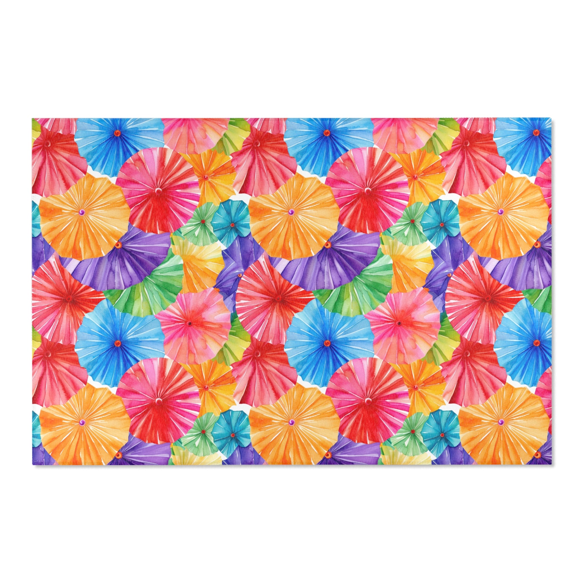 Sol y Alegría (Sun and Joy) Collection- Vibrant Umbrella Pattern Area Rug — Colorful Tropical Beach Vibe Accent Rug - Creations by Chris and Carlos