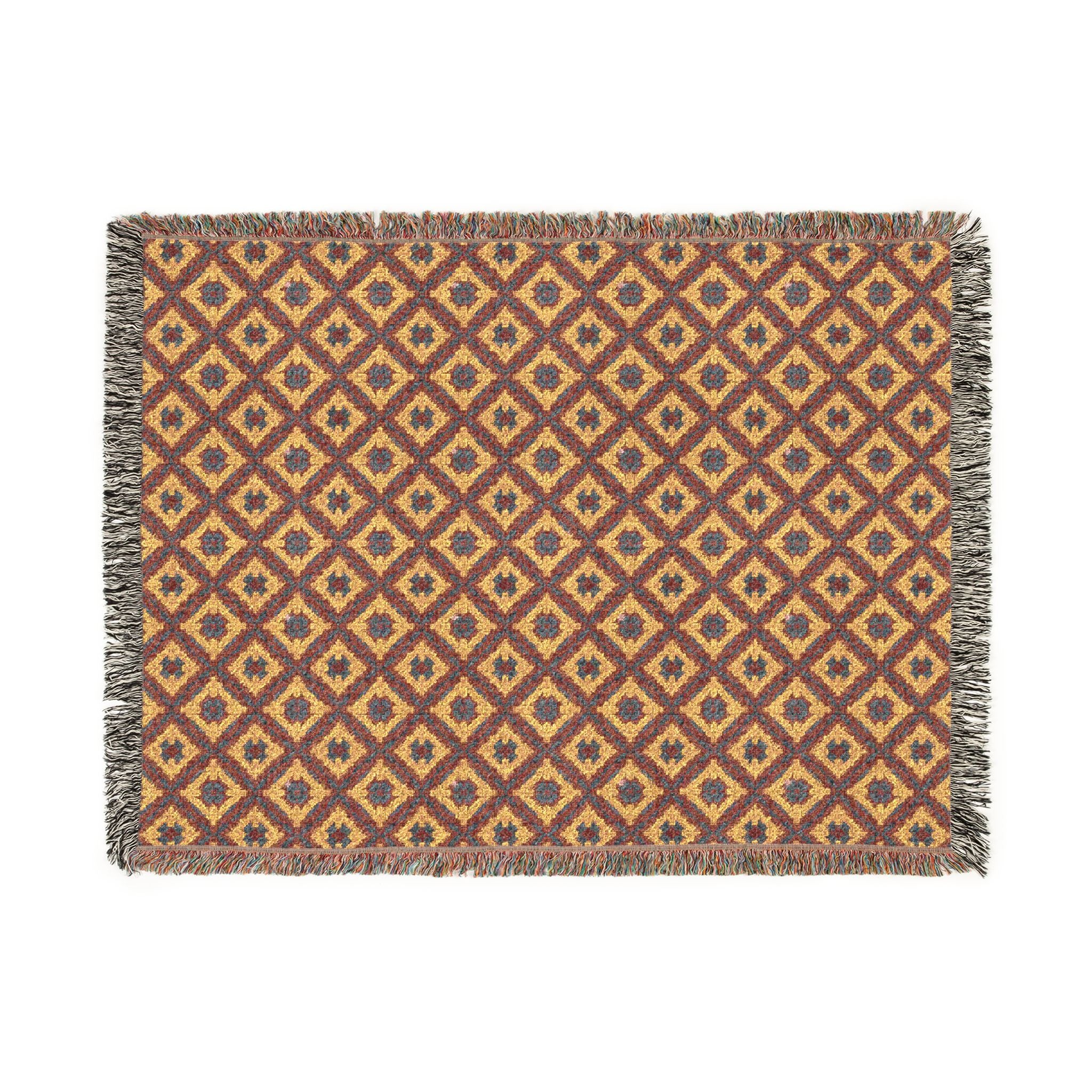 Plumstead Manor Blanket — Vintage Diamond Pattern Throw (Boho Geometric, Cozy Home Accent) - Creations by Chris and Carlos