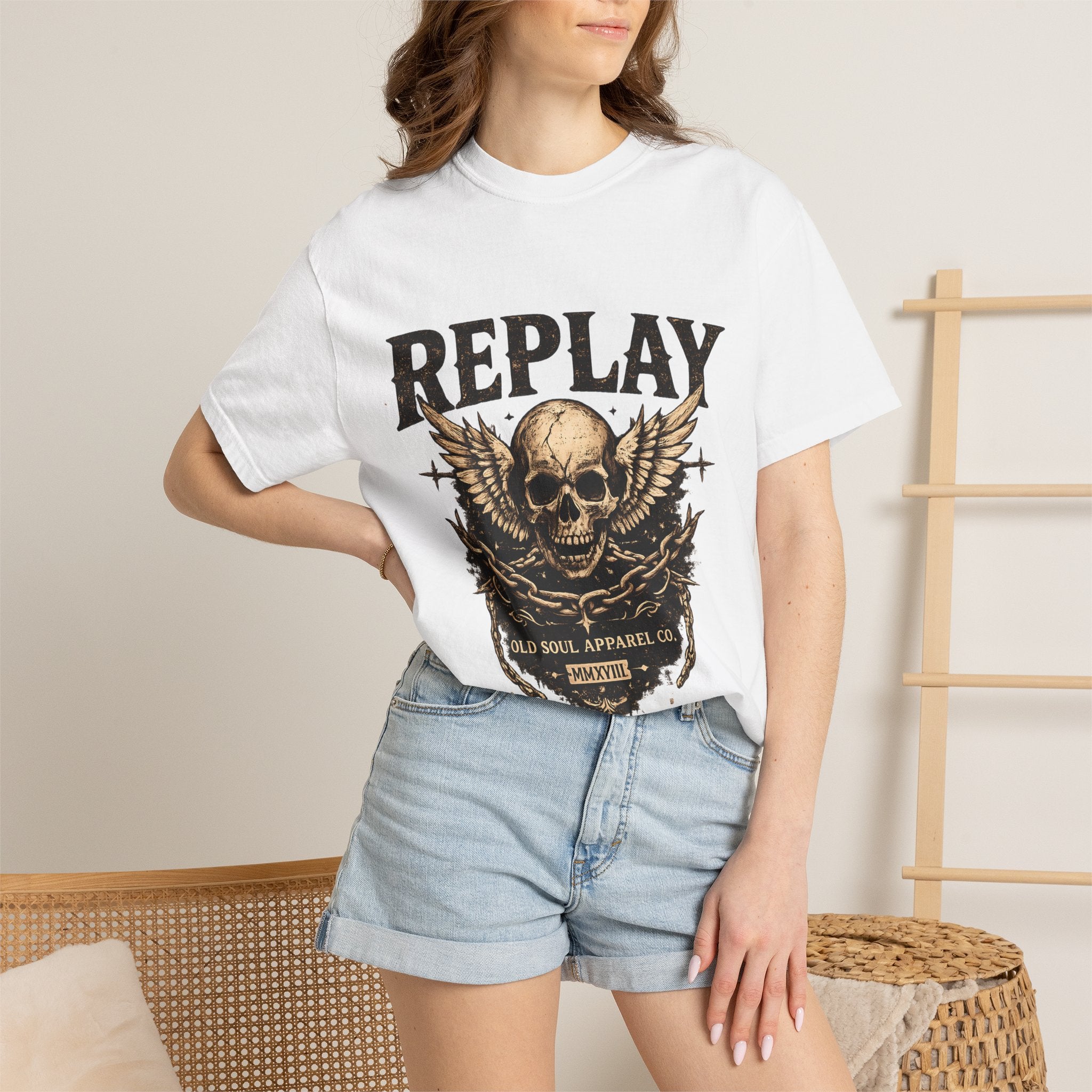 Replay Skull T-Shirt — Vintage Rock Graphic Tee - Creations by Chris and Carlos