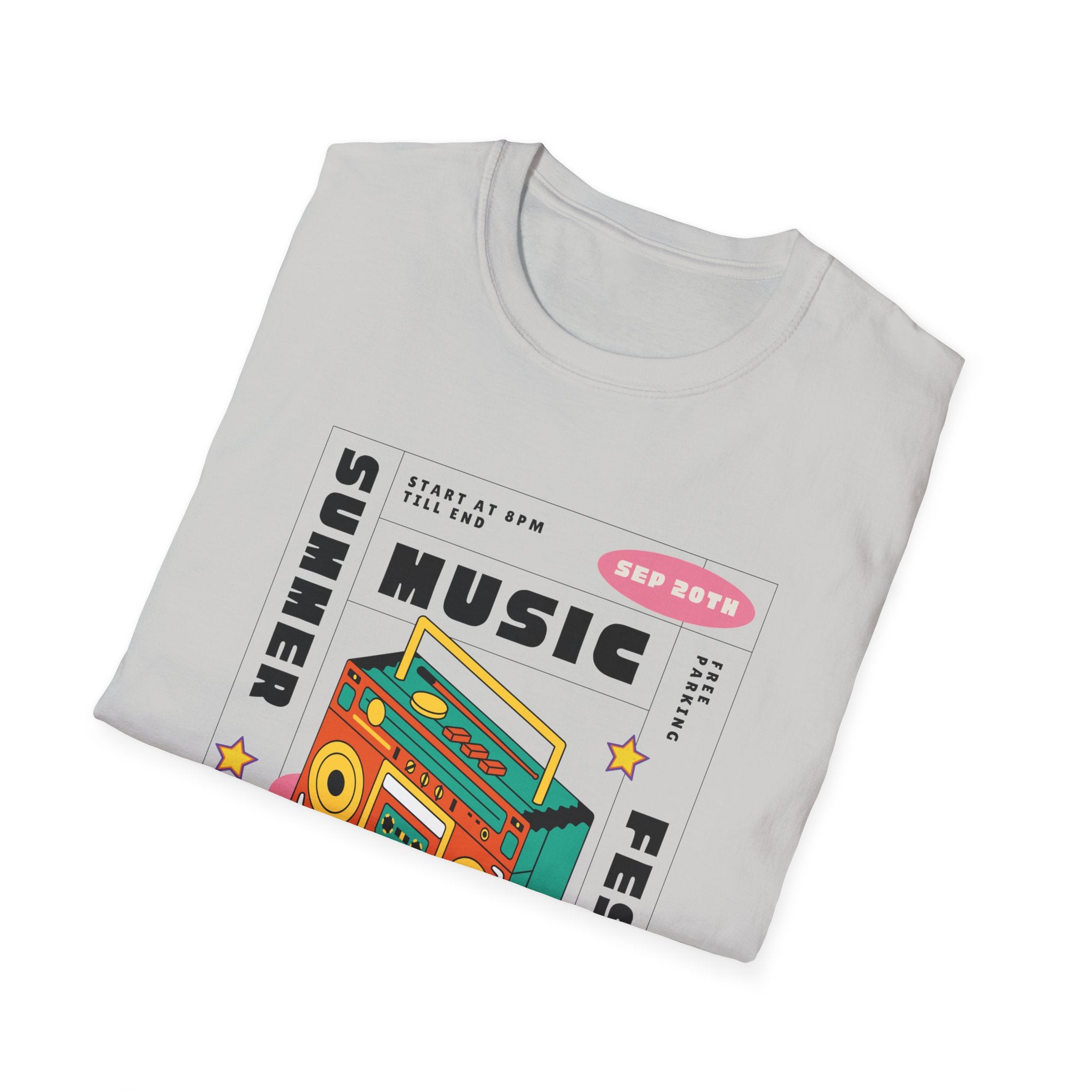 Music Festival T-Shirt — Retro Boombox Summer Festival Design - Creations by Chris and Carlos