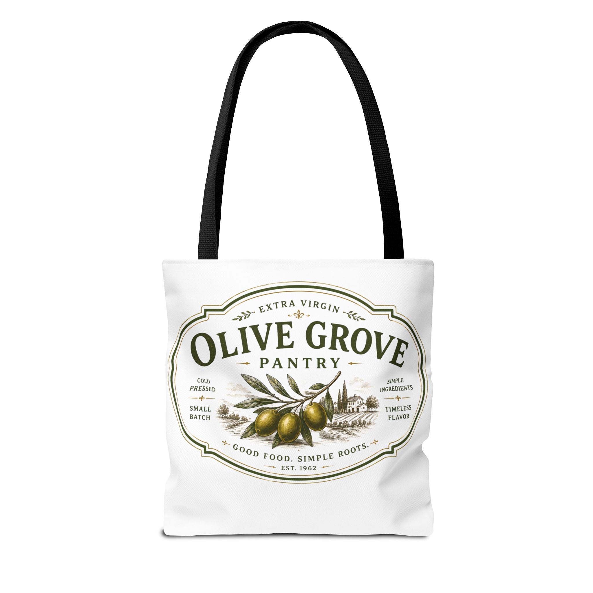 Olive Grove Pantry Tote Bag — Vintage Olive Oil Market Grocery Tote - Creations by Chris and Carlos