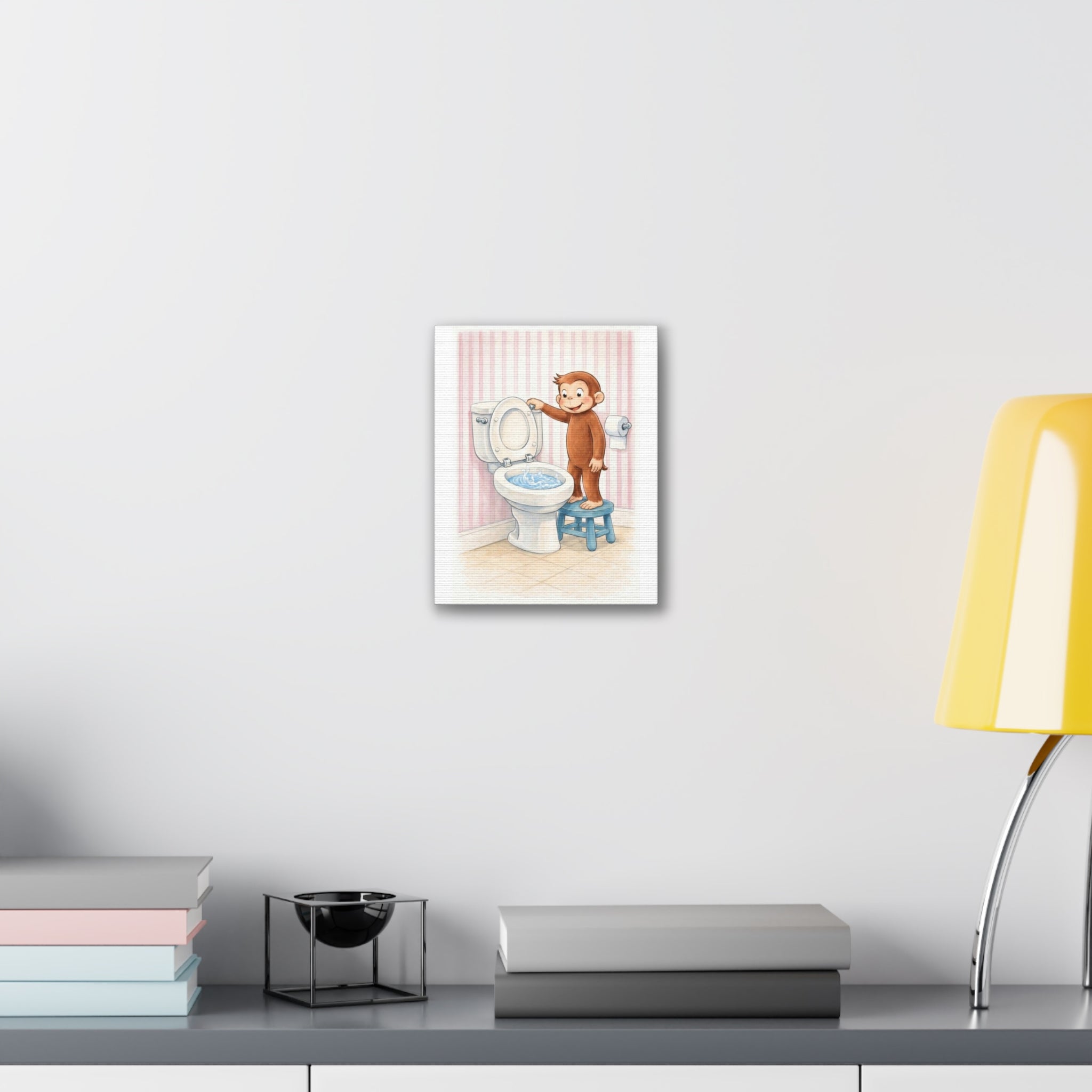 Curious Monkey Potty Training Canvas Art — Nursery Wall Decor - Creations by Chris and Carlos