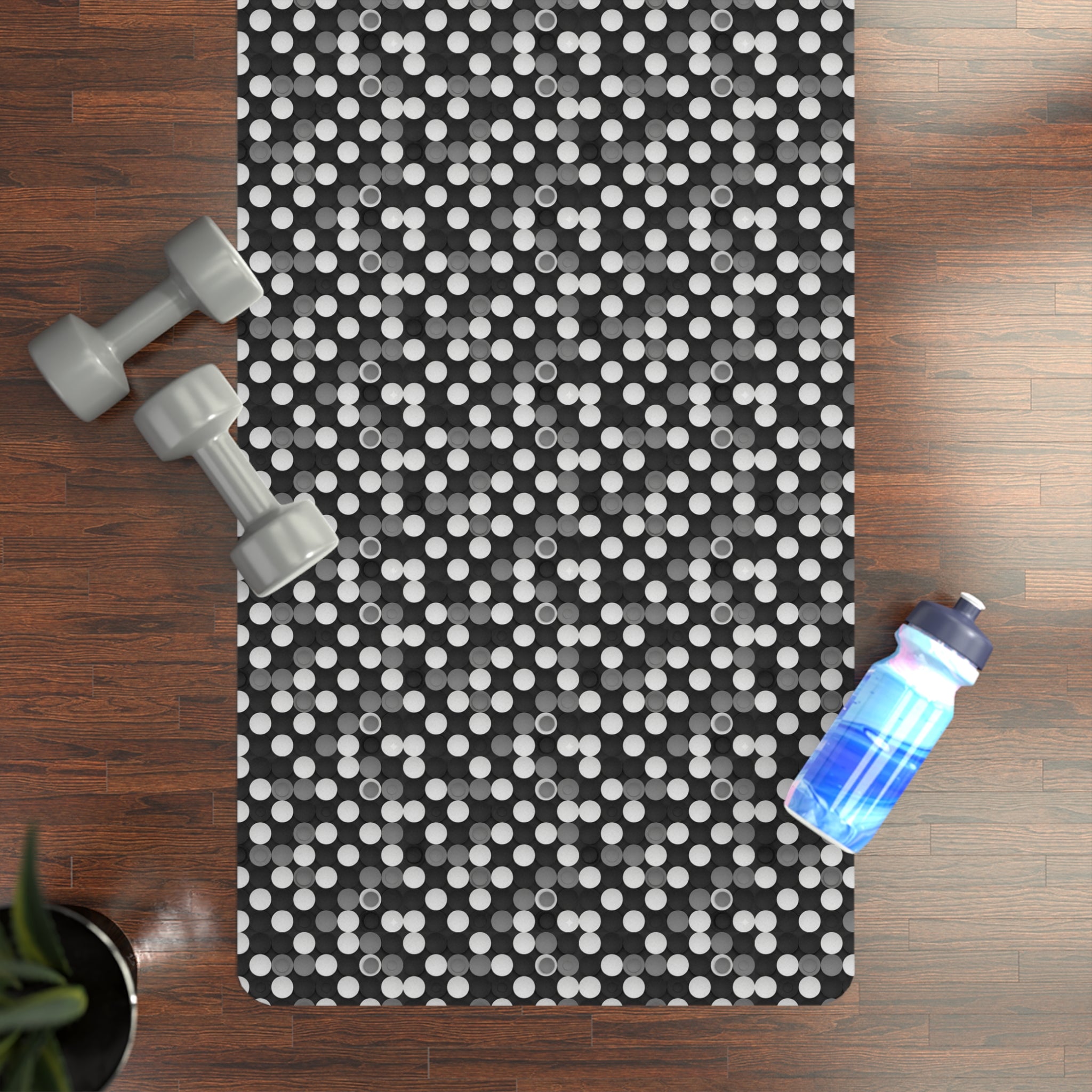 Prism Point Athletic Collection- Non-Slip Rubber Yoga Mat Black & White Dot Grip Pattern - Creations by Chris and Carlos
