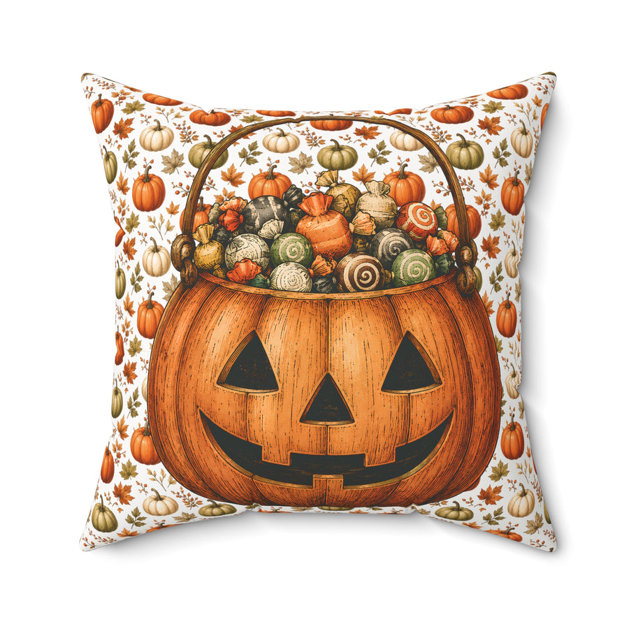 Jack-O'-Lantern Trick-or-Treat Throw Pillow – Old Soul Halloween Hollow™ | Candy Counter