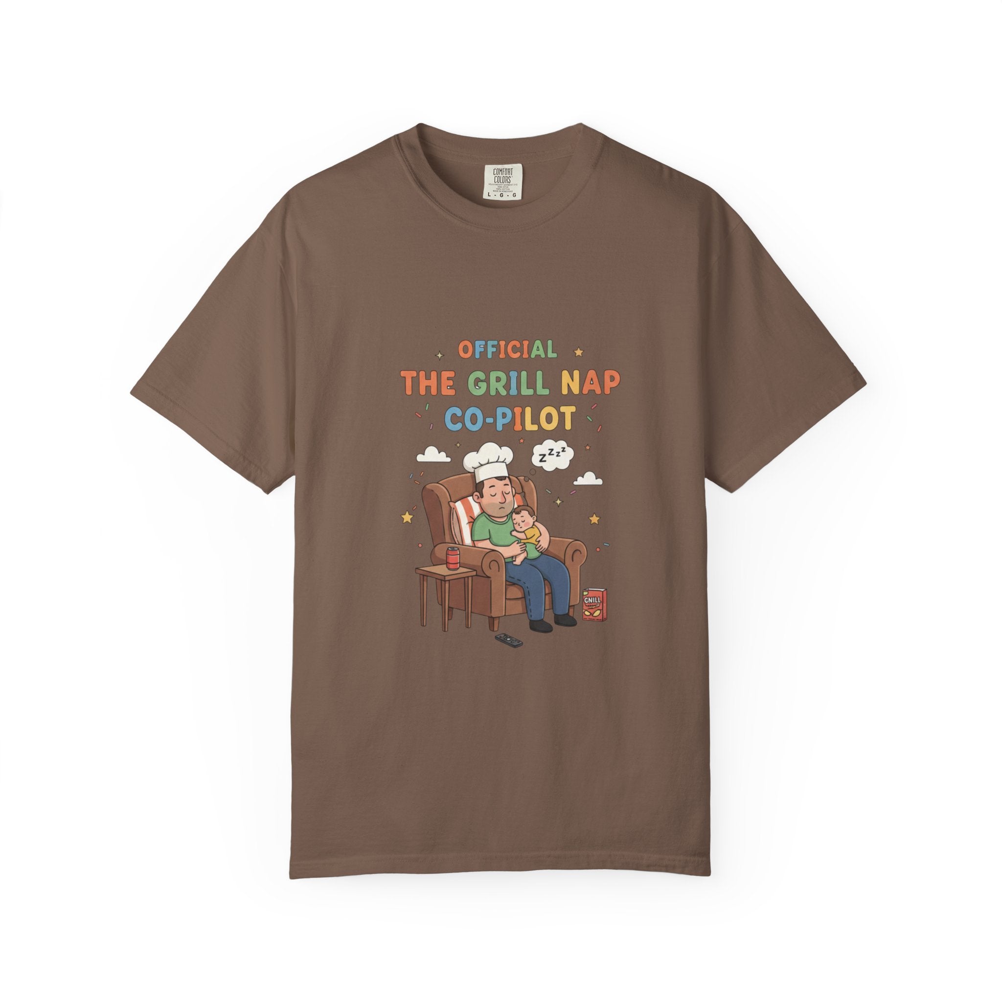 T-Shirt — "Official Grill Nap Co Pilot" Funny Retro Graphic Tee - Creations by Chris and Carlos