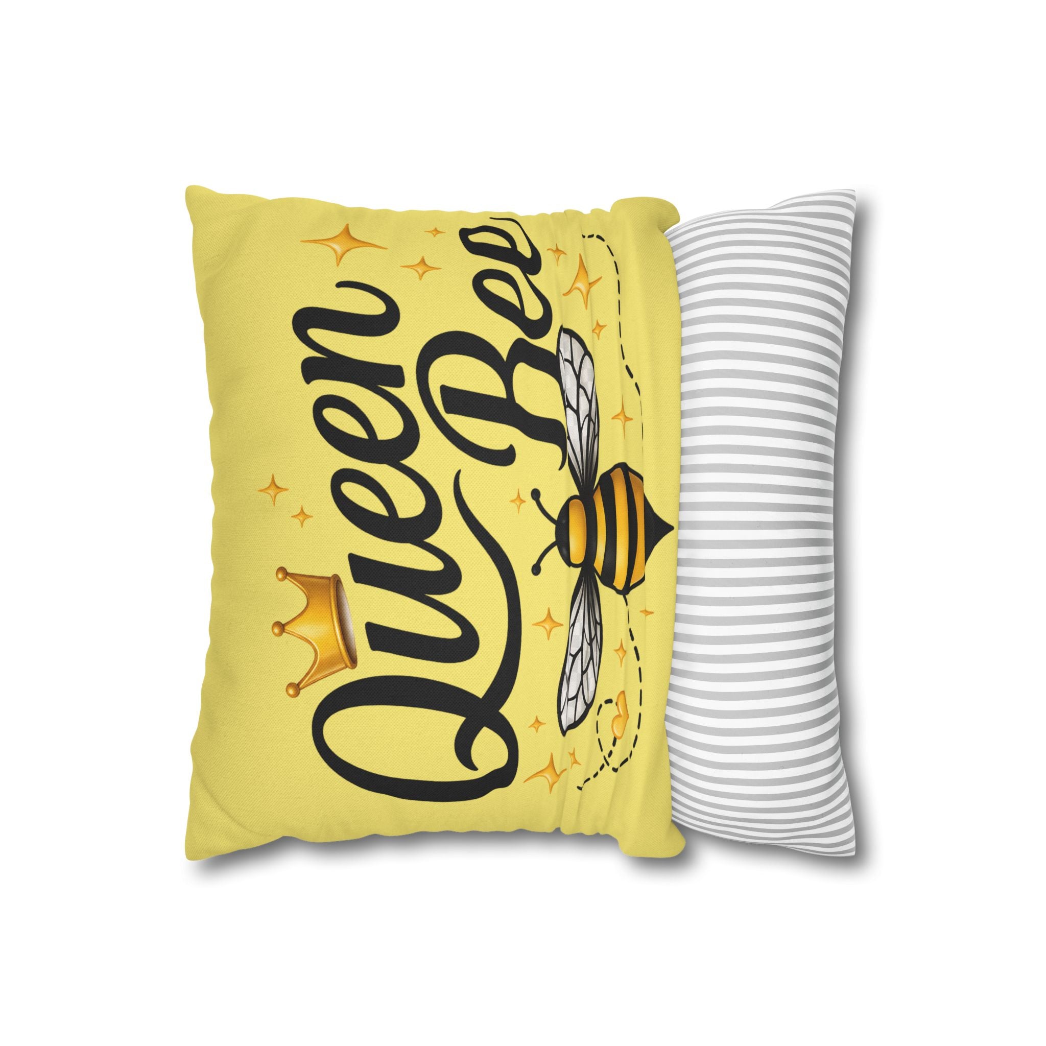 Honey Bee Decorative Pillowcase – Yellow Floral Bee Accent Cushion Cover - Creations by Chris and Carlos