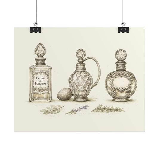 Vintage Perfume Bottles Poster — Botanical Apothecary Wall Art - Creations by Chris and Carlos
