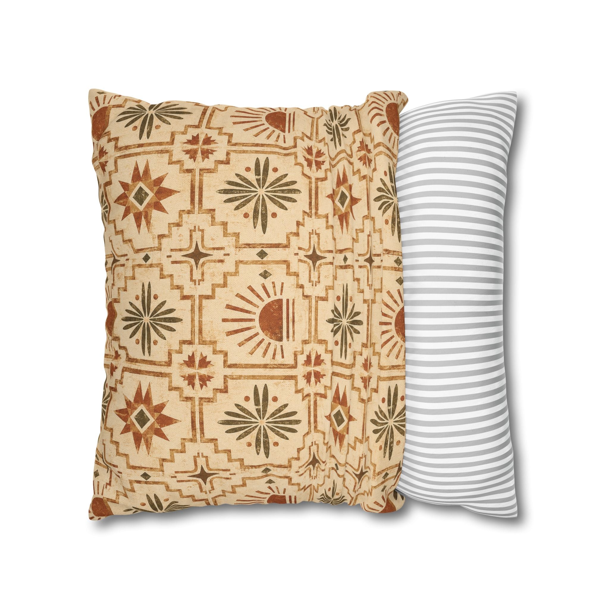 Southwestern Sunburst Pattern Pillowcase — Boho Geometric Throw Cover - Creations by Chris and Carlos