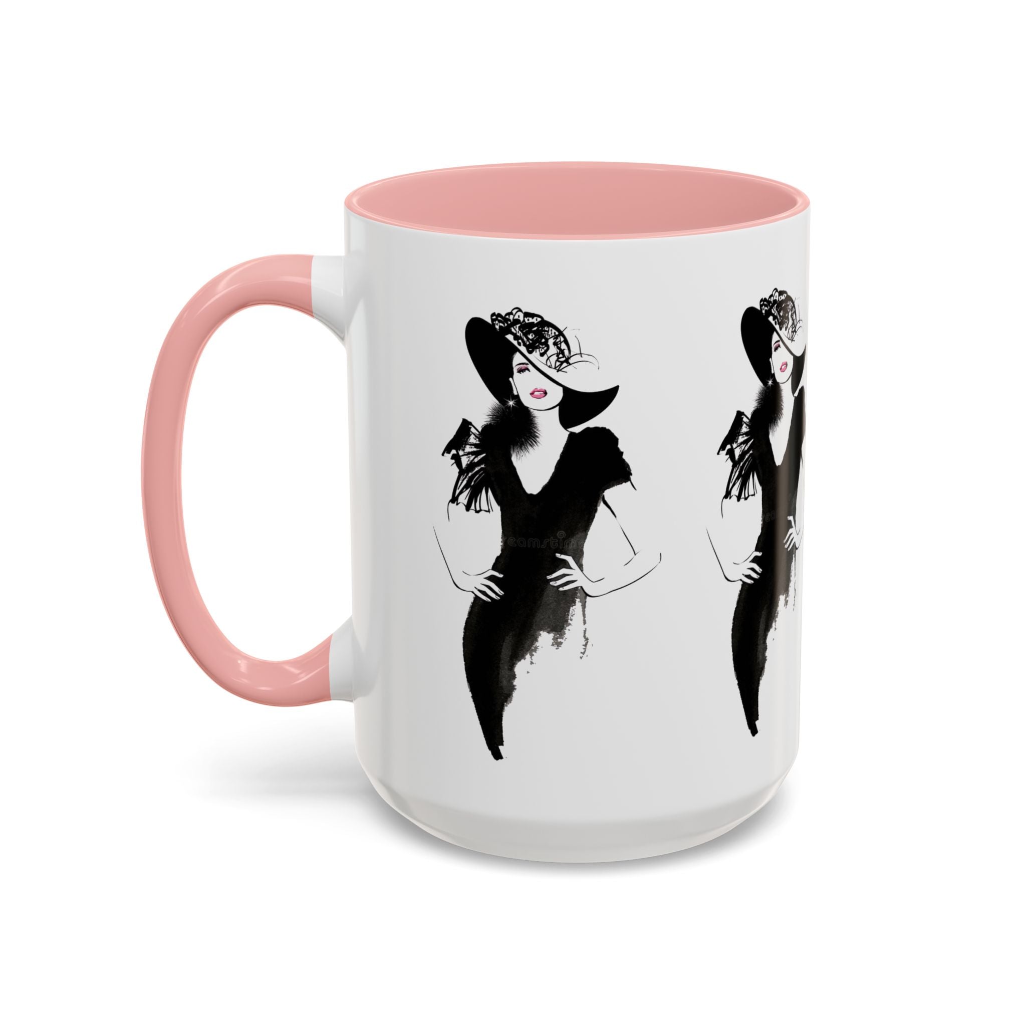 Elegant Lady Fashion Coffee Mug – Vintage Chic Black & White Accent - Creations by Chris and Carlos