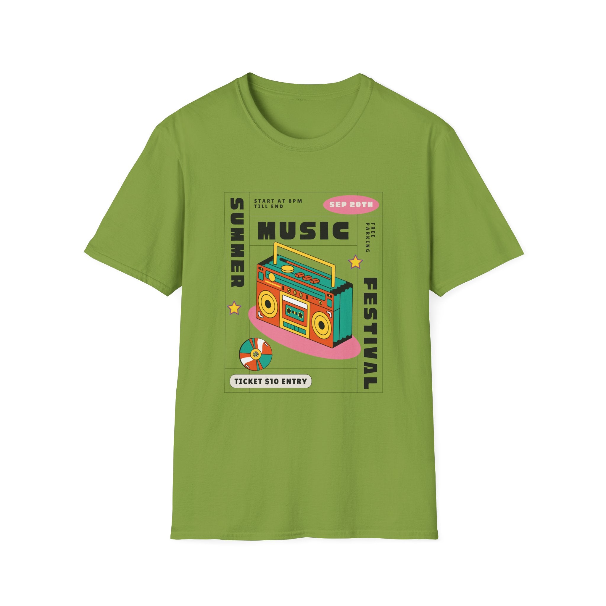 Music Festival T-Shirt — Retro Boombox Summer Festival Design - Creations by Chris and Carlos