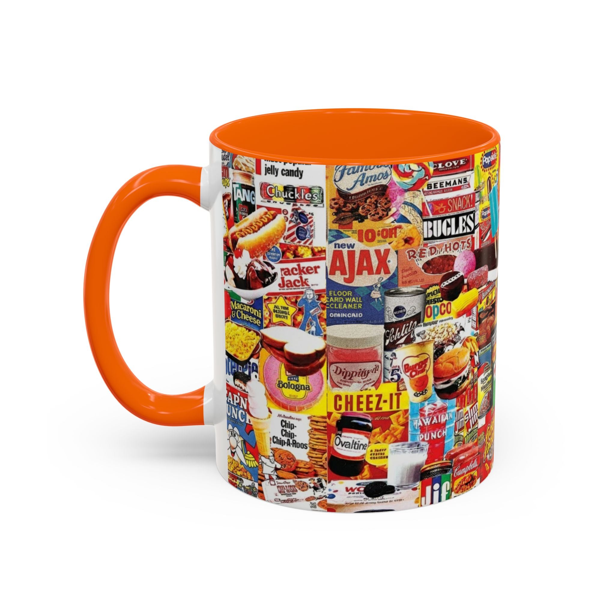 Retro Snack Collage Mug — Vintage Candy & Cereal Packaging Accent Coffee Mug - Creations by Chris and Carlos