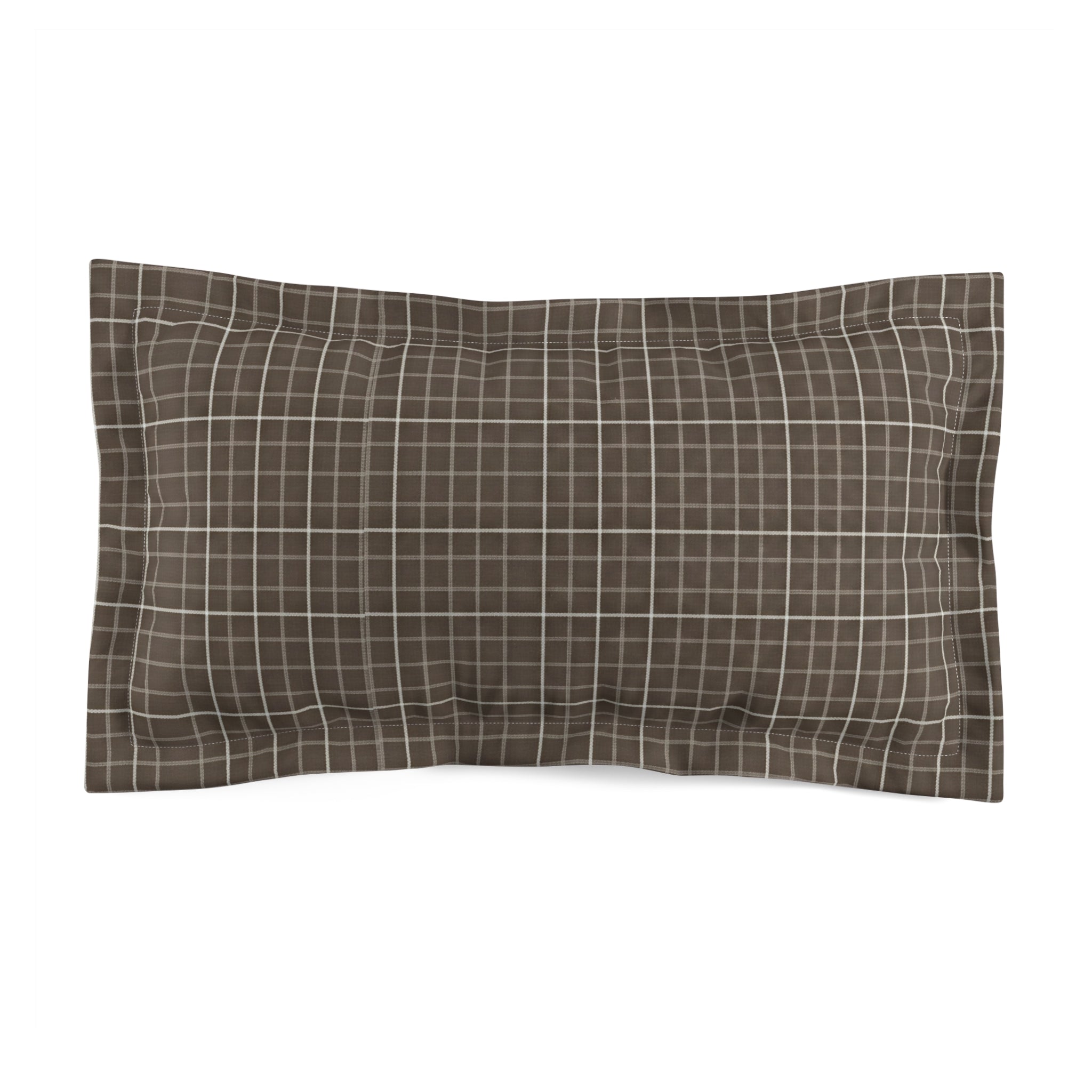 Brown Plaid Pillow Sham — Microfiber Checkered Decorative Pillowcase - Creations by Chris and Carlos