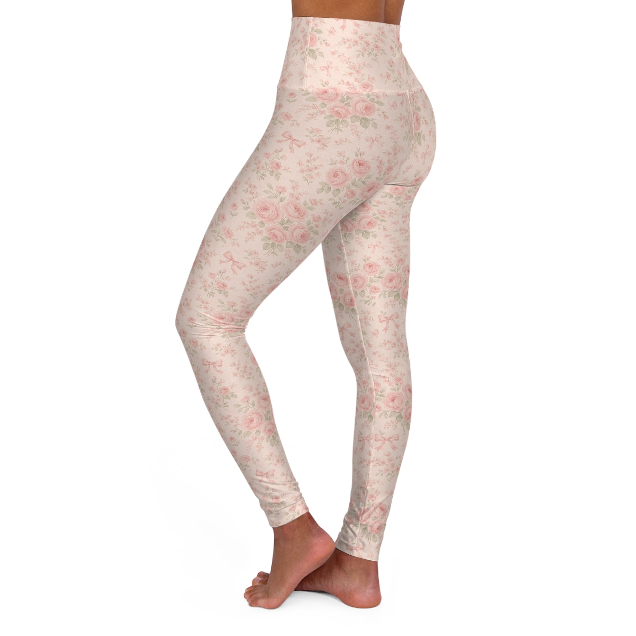 Floral Blush High-Waist Yoga Leggings - Creations by Chris and Carlos
