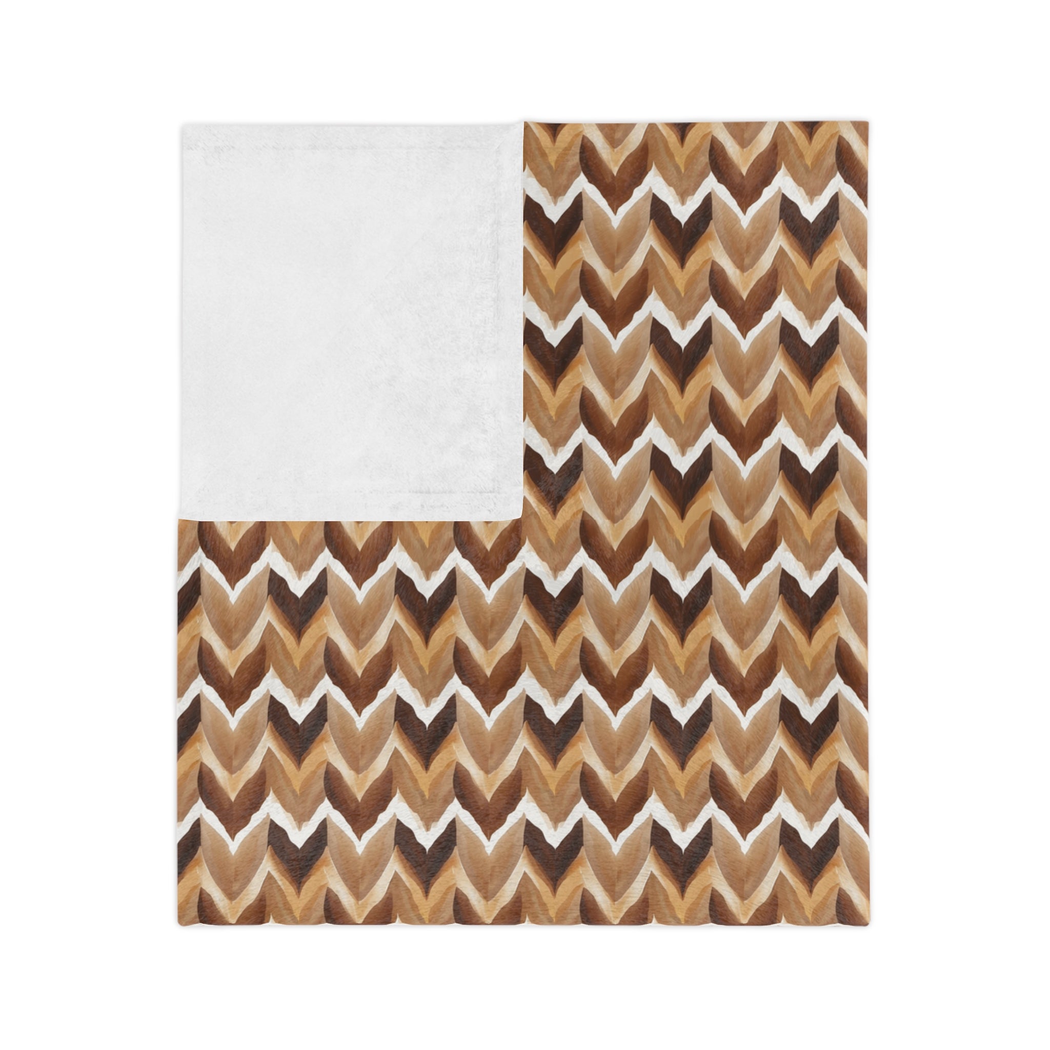 Chevron Knit Velvet Throw Blanket — Cozy Brown Microfiber Blanket - Creations by Chris and Carlos