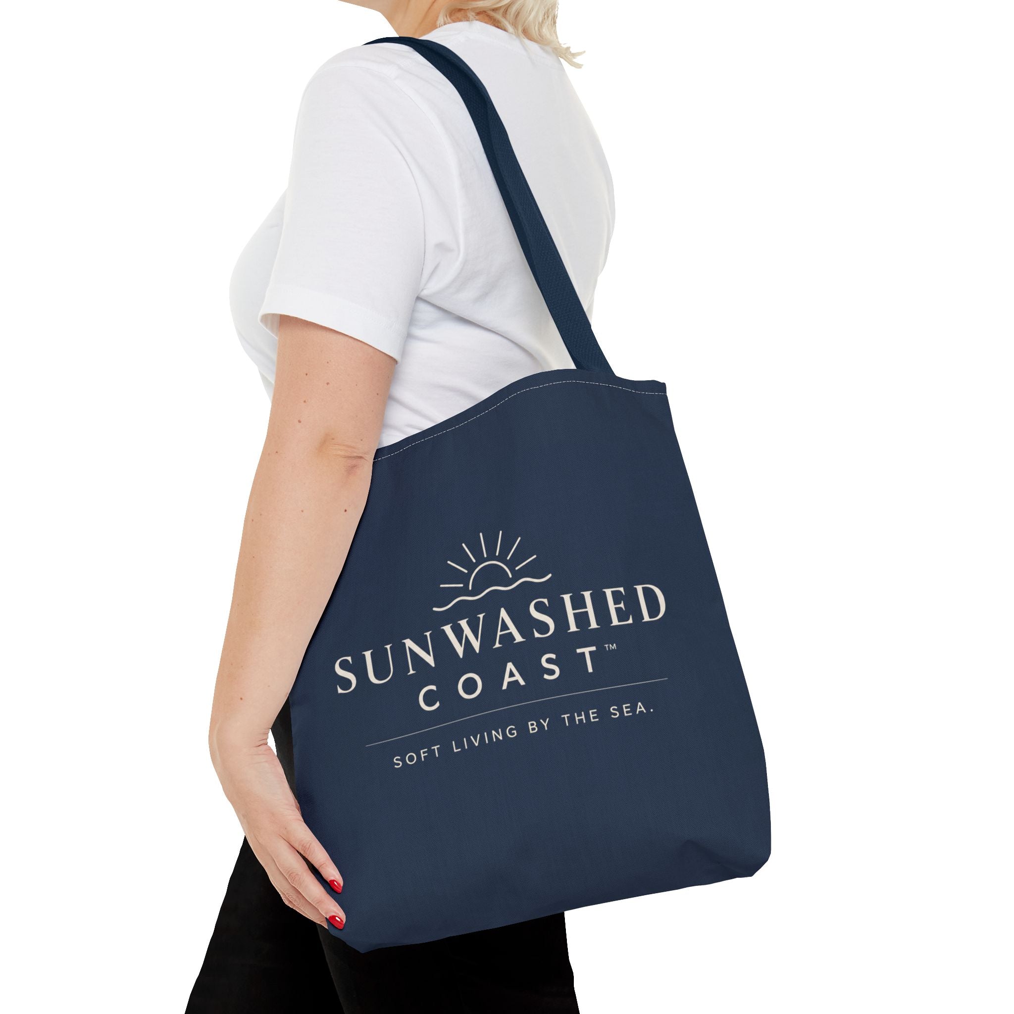 Sunwashed Coast Tote Bag — 'Soft Living by the Sea' Coastal Canvas Shopper - Creations by Chris and Carlos