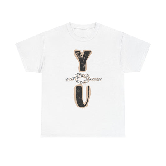 Y Knot U Knot Tee — 'Y U' Rope Graphic Cotton T-Shirt - Creations by Chris and Carlos