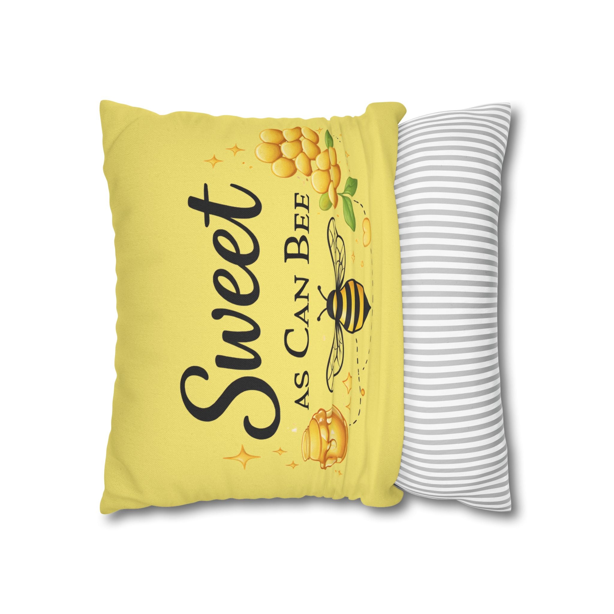 Honey Bee Decorative Pillowcase – Yellow Floral Bee Accent Cushion Cover - Creations by Chris and Carlos