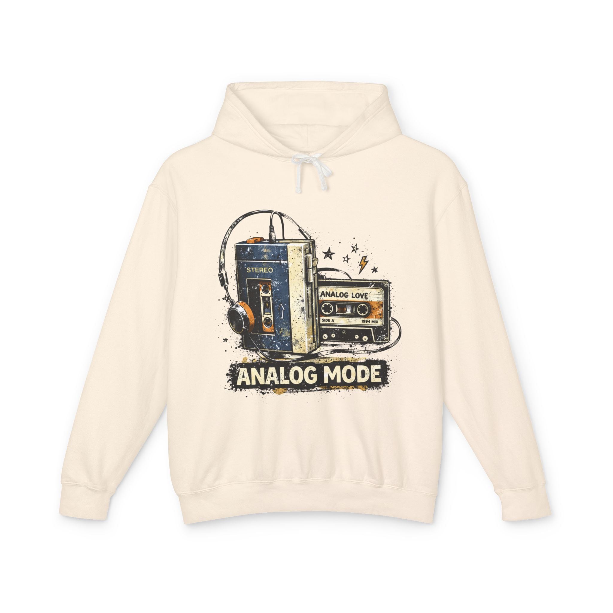 Analog Mode Hoodie — Retro Cassette & Walkman Vintage Music Pullover - Creations by Chris and Carlos