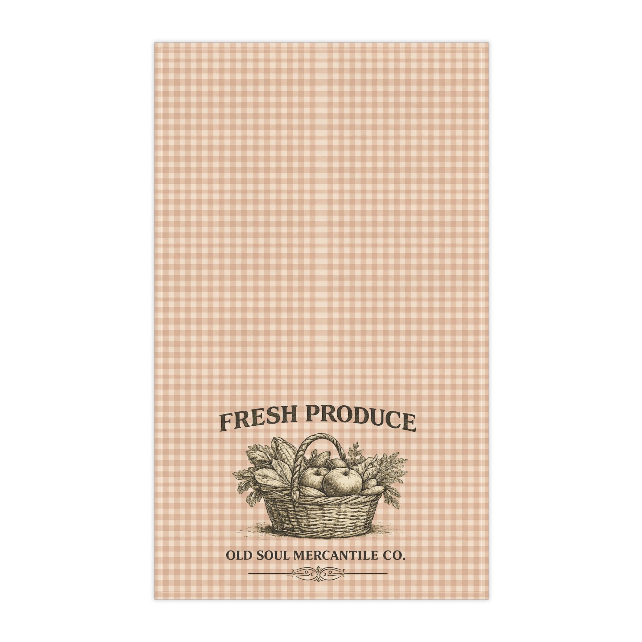 Fresh Produce Gingham Tea Towel – Vintage Farmhouse Cotton Kitchen Towel - Creations by Chris and Carlos