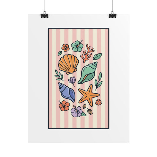 Coastal Shells Poster — Pastel Seashell Wall Art (Rolled Poster) - Creations by Chris and Carlos